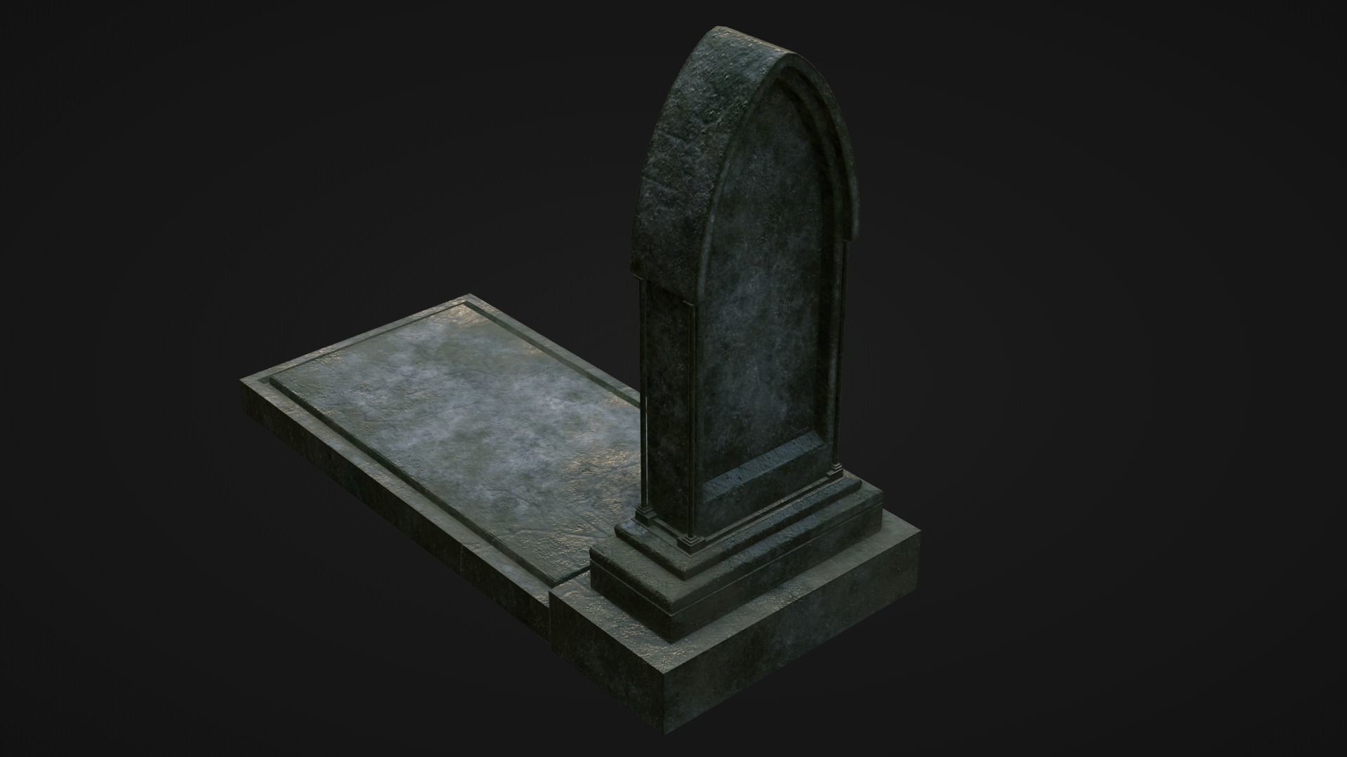 Low-poly PBR Gravestone set 6 items Low-poly 3D model_5