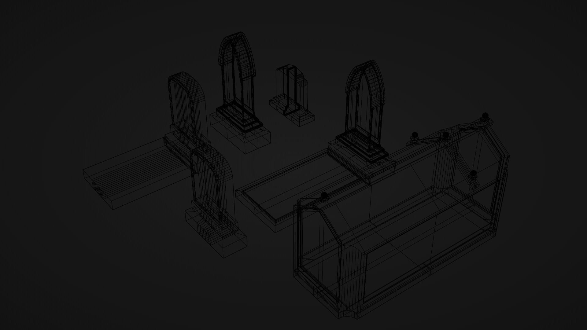 Low-poly PBR Gravestone set 6 items Low-poly 3D model_19