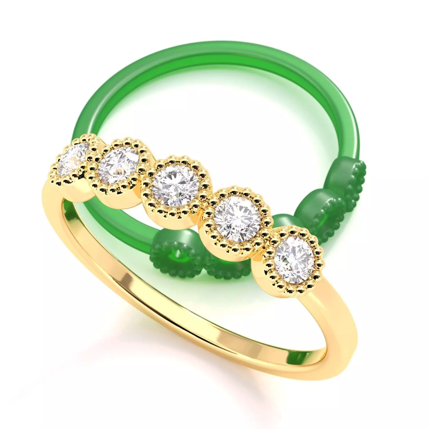 5-Stone Love Story Diamond Ring 3D print model