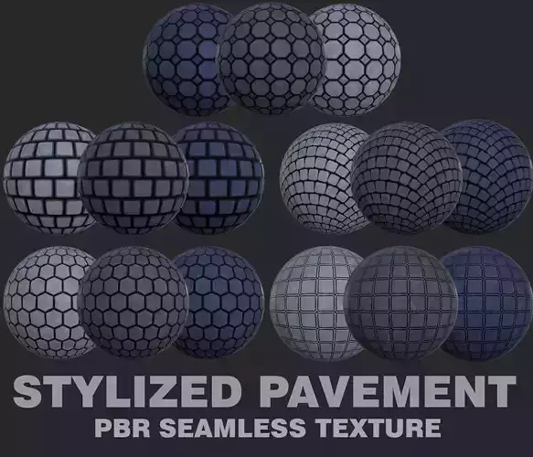 15 Stylized PBR Seamless Pavement Textures