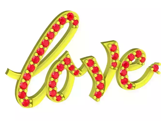 A4664 Diamond Love Letters Pendant 3D Model