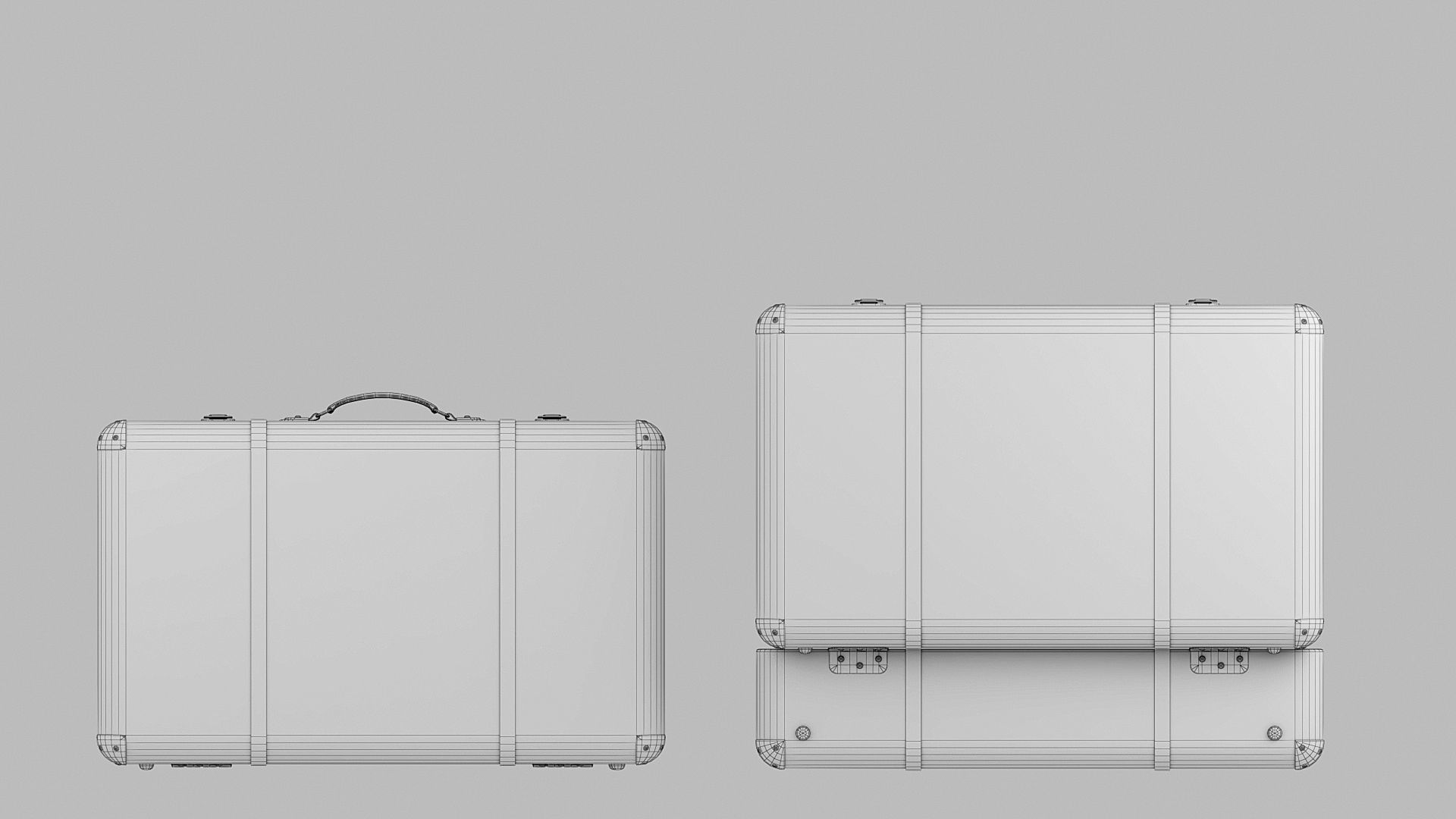 Vintage travelling suitcases lowpoly Low-poly 3D model_5