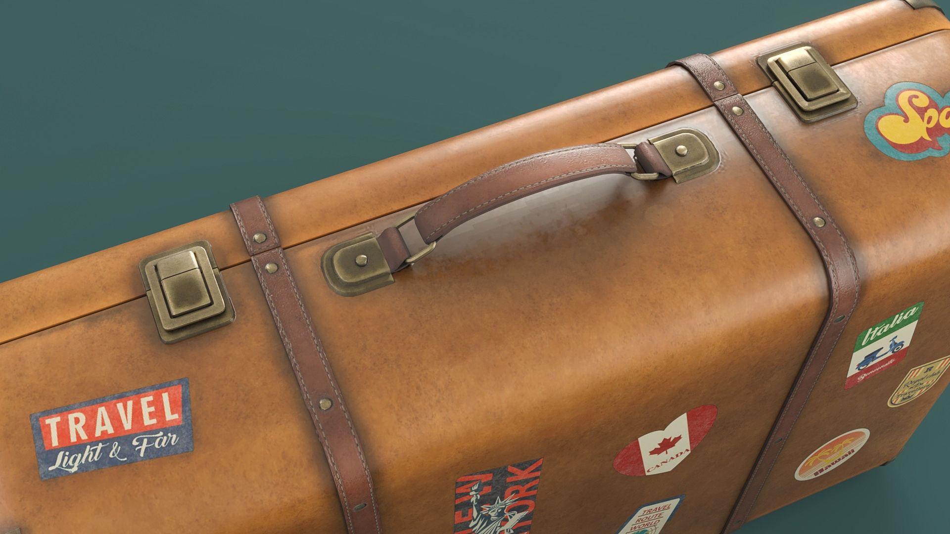 Vintage travelling suitcases lowpoly Low-poly 3D model_12