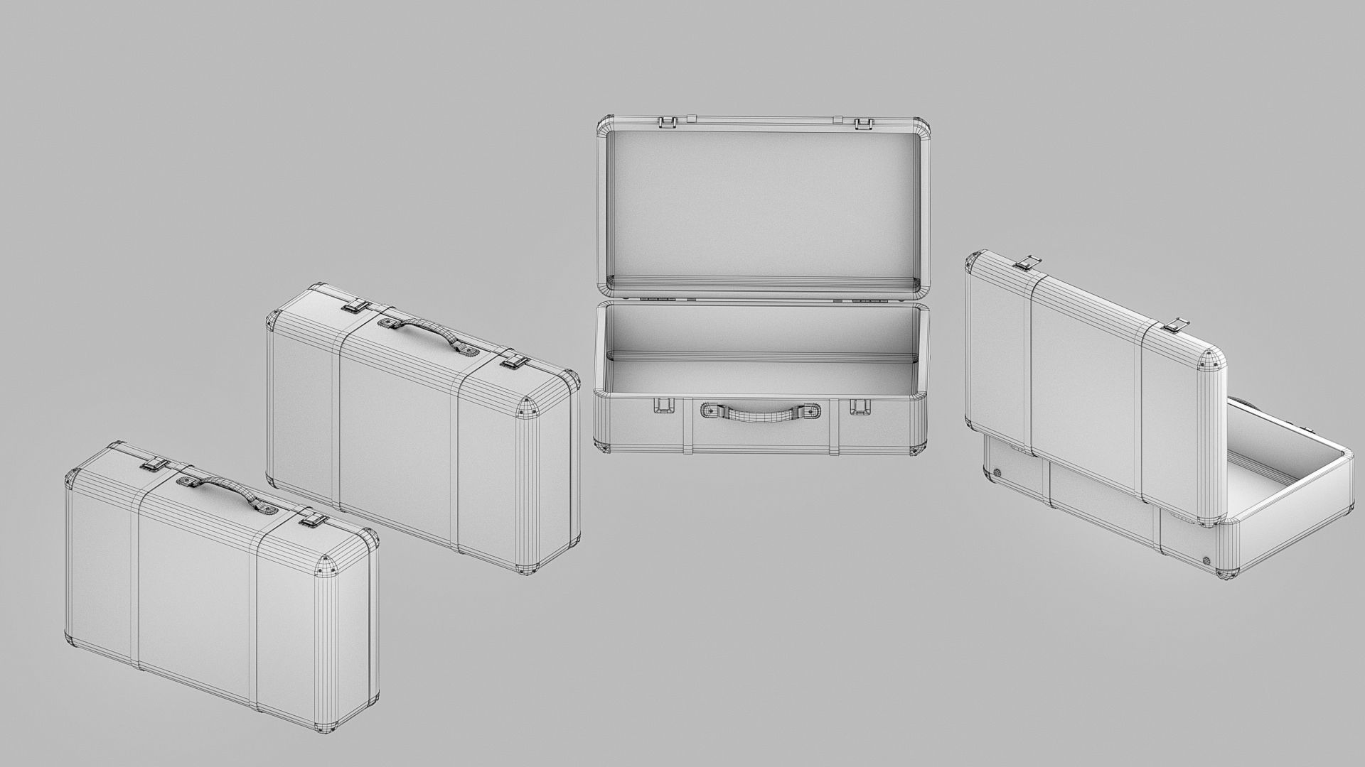 Vintage travelling suitcases lowpoly Low-poly 3D model_17