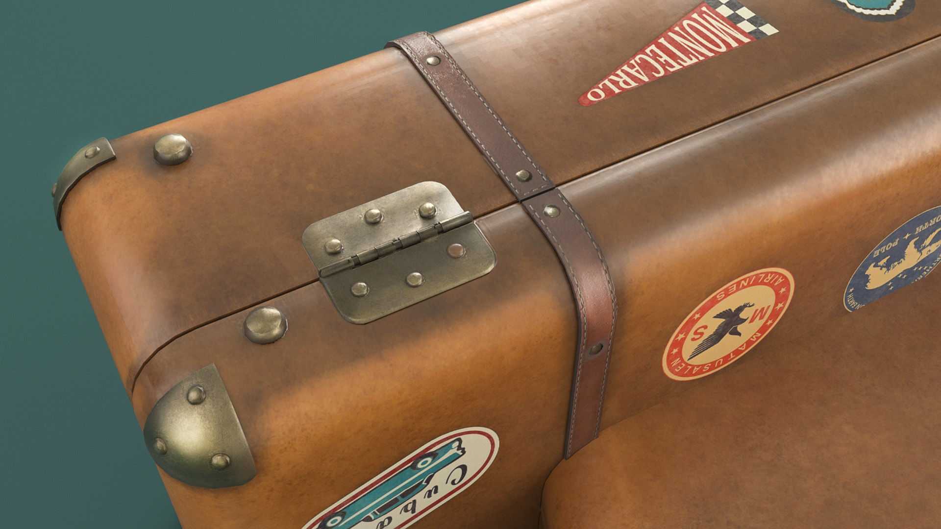 Vintage travelling suitcases lowpoly Low-poly 3D model_14