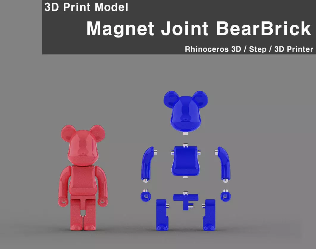 Magnet Joint Bearbrick Free 3D print model