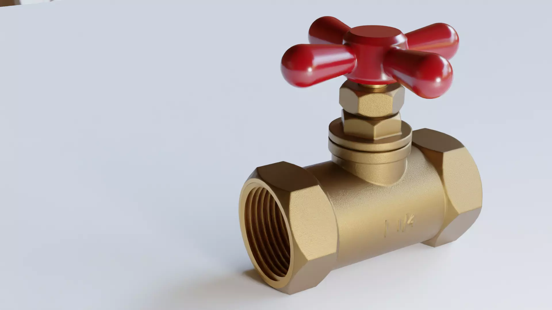 Valve brass with handle Low-poly 3D model_0