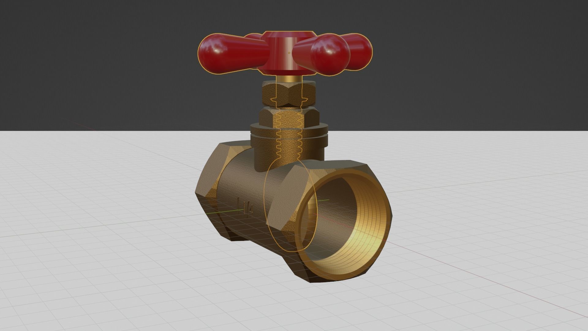 Valve brass with handle Low-poly 3D model_7