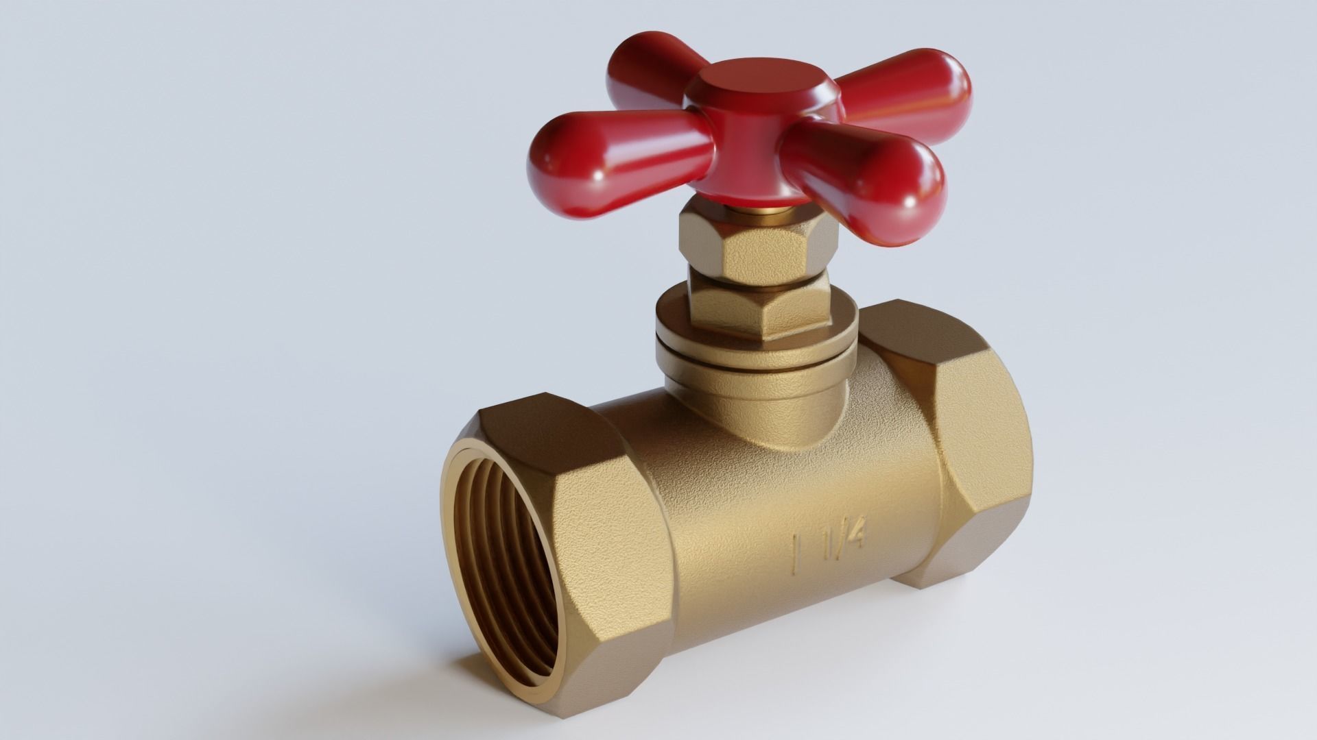 Valve brass with handle Low-poly 3D model_1