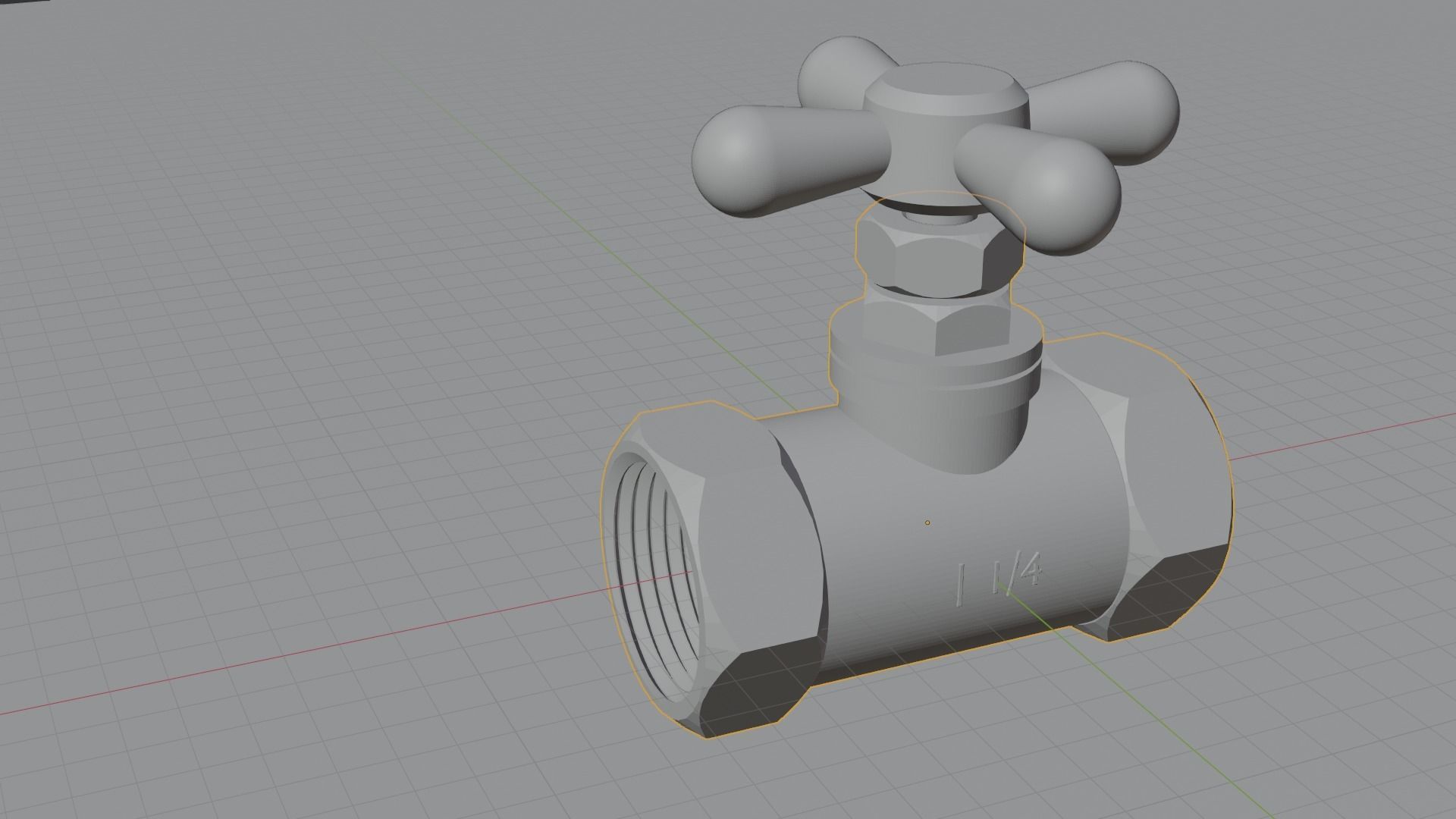 Valve brass with handle Low-poly 3D model_4