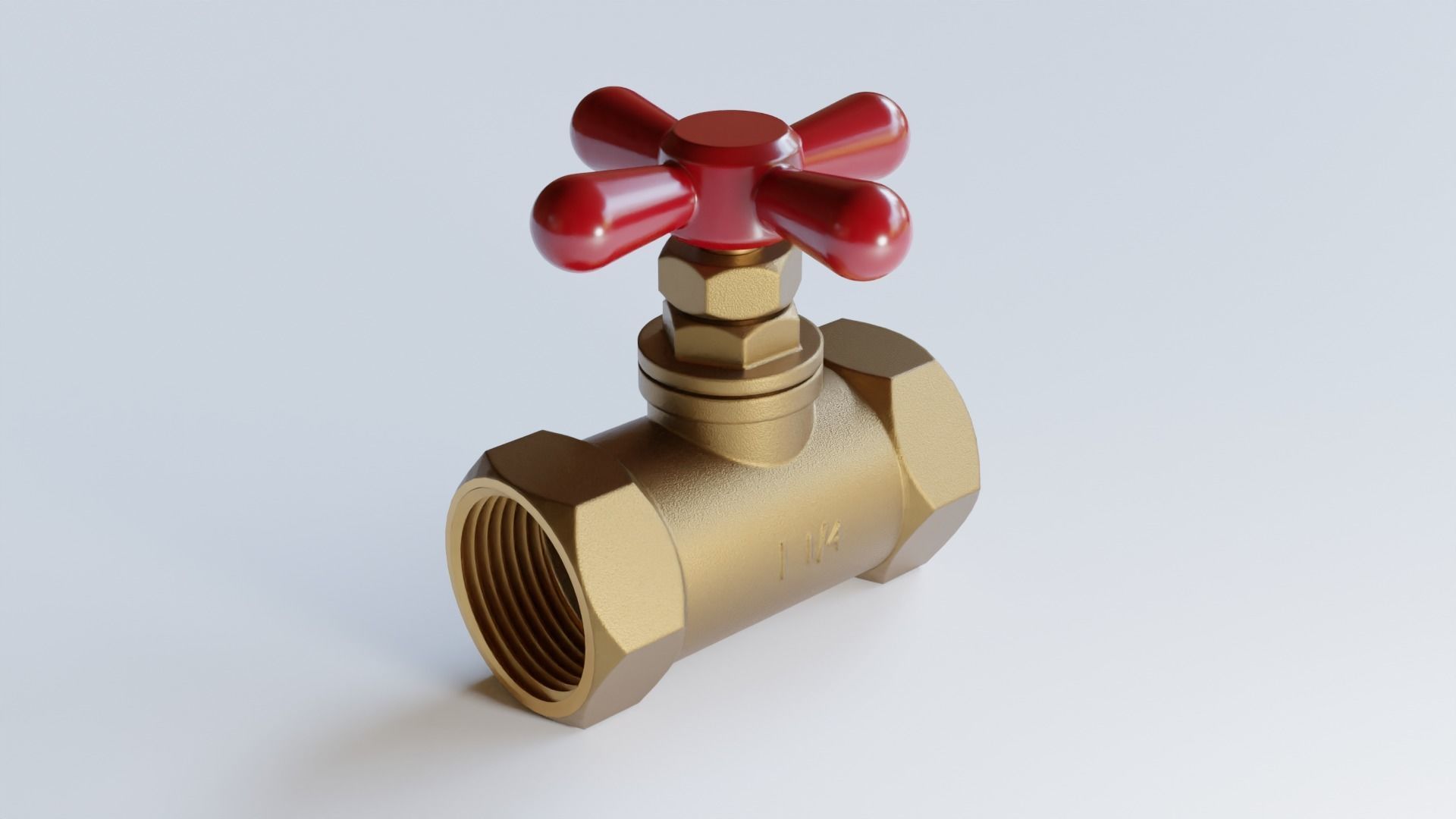 Valve brass with handle Low-poly 3D model_3