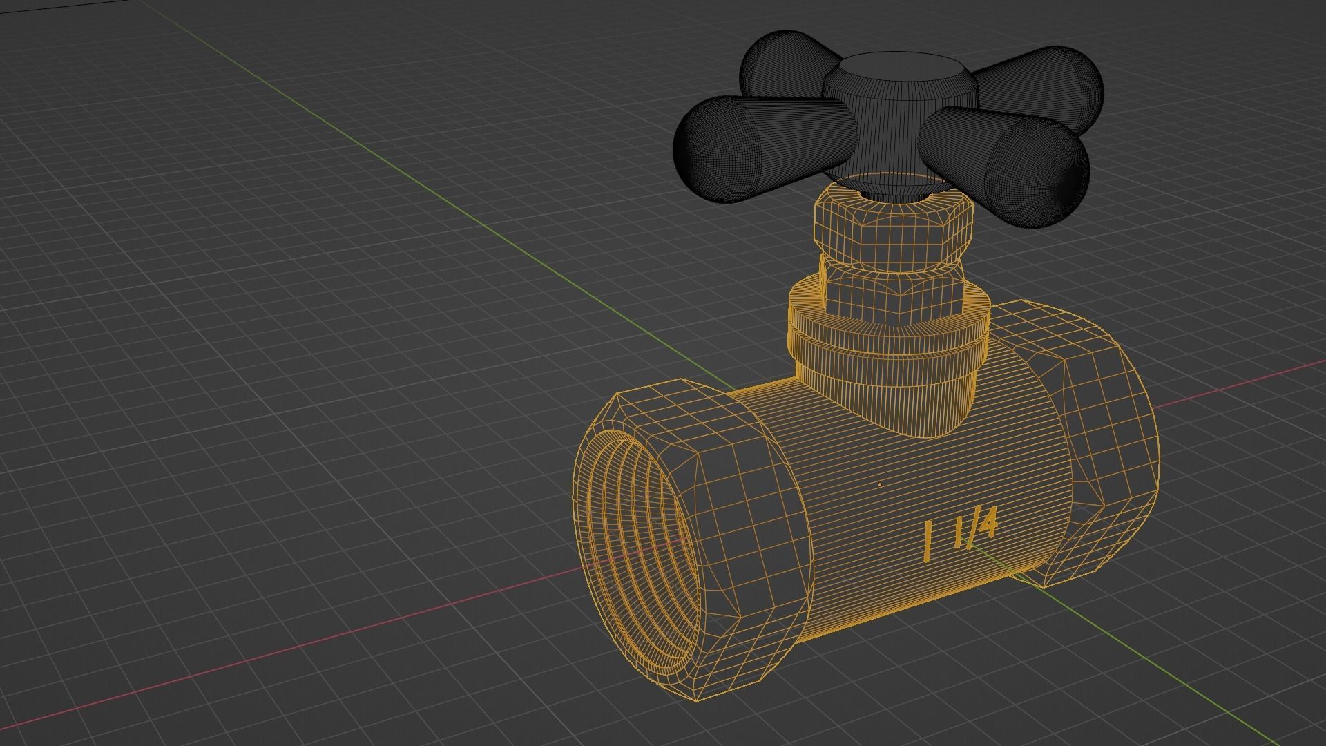 Valve brass with handle Low-poly 3D model_8