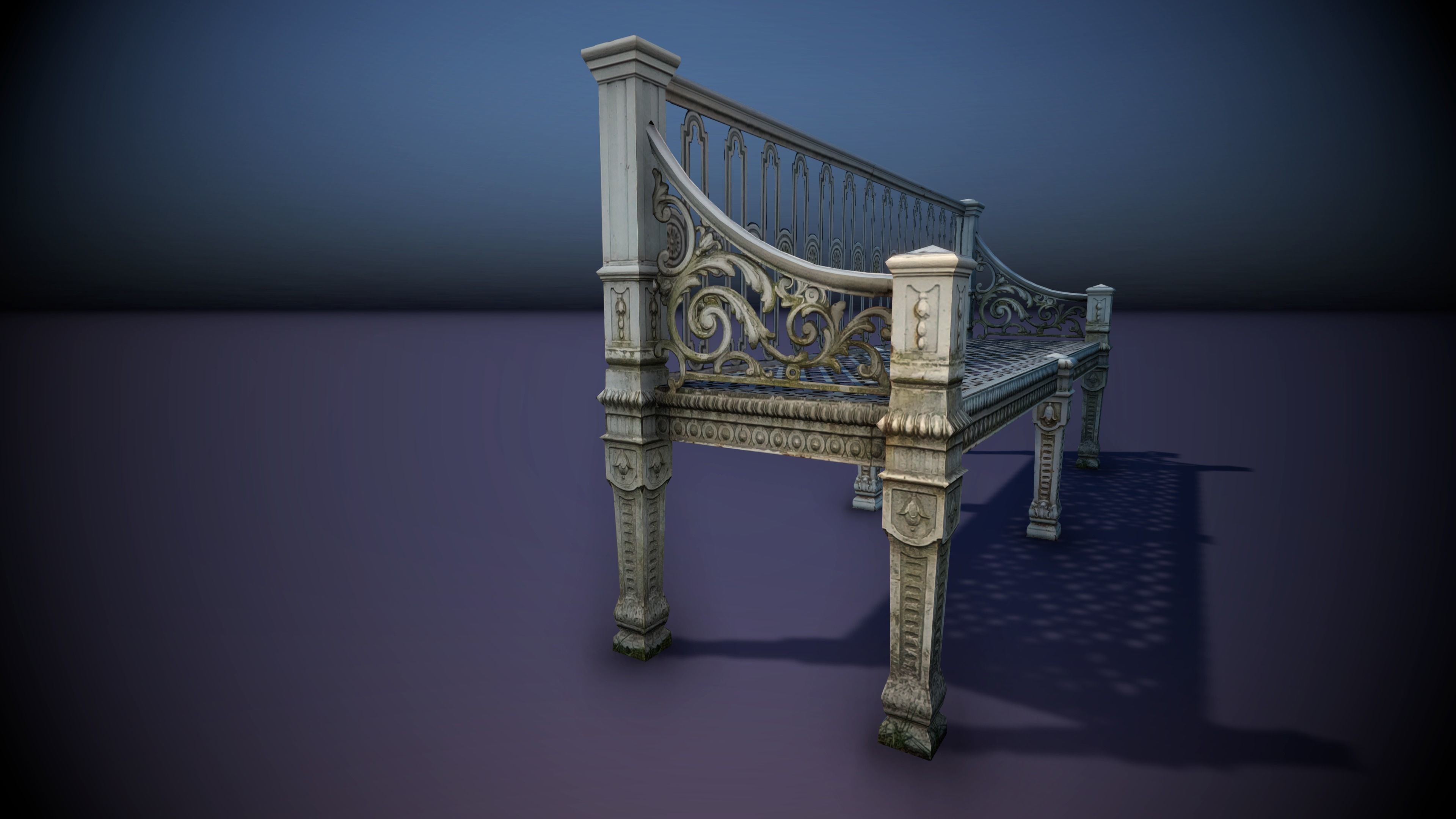 Street Bench 001 Low-poly 3D model_5