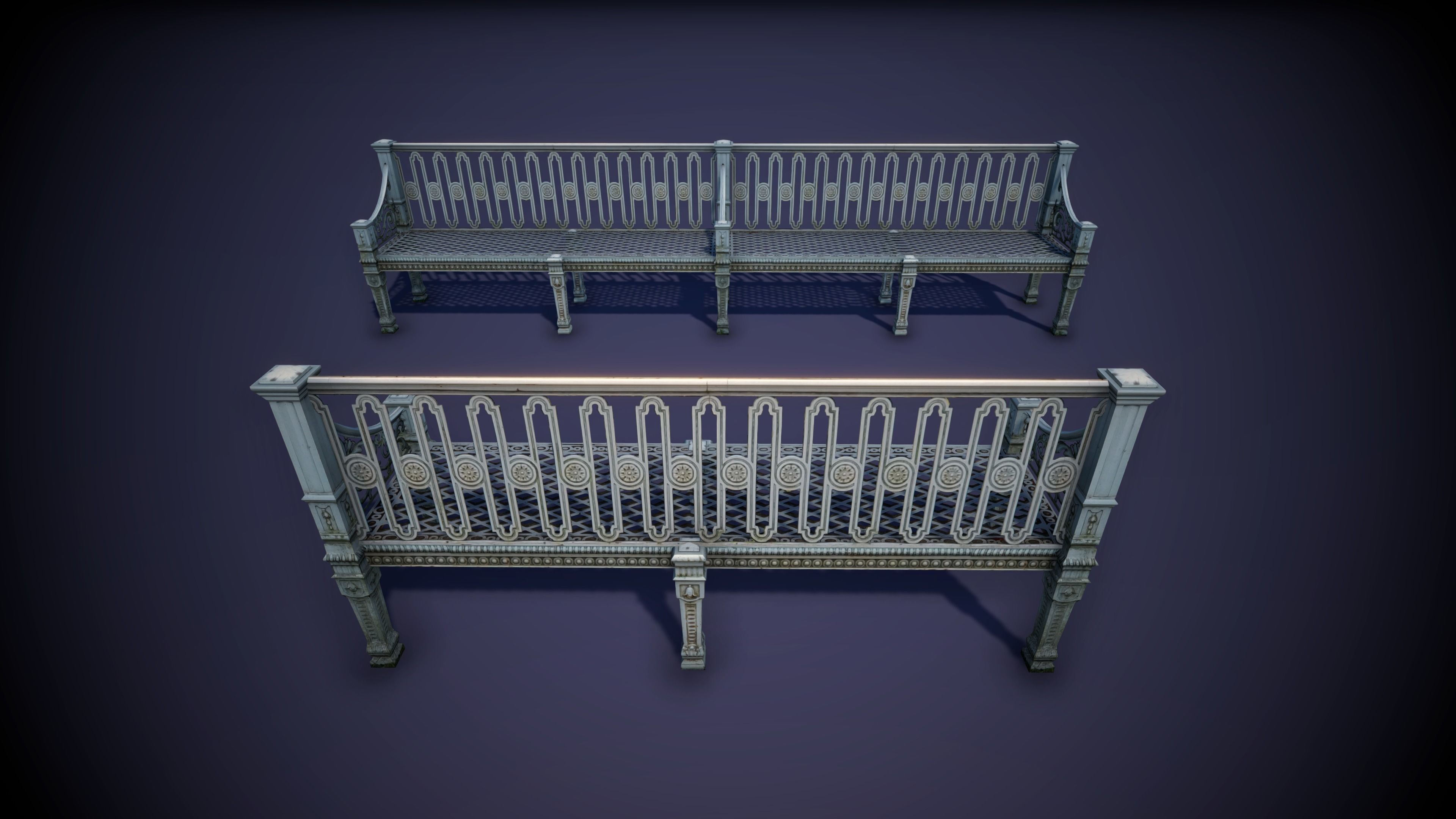 Street Bench 001 Low-poly 3D model_2