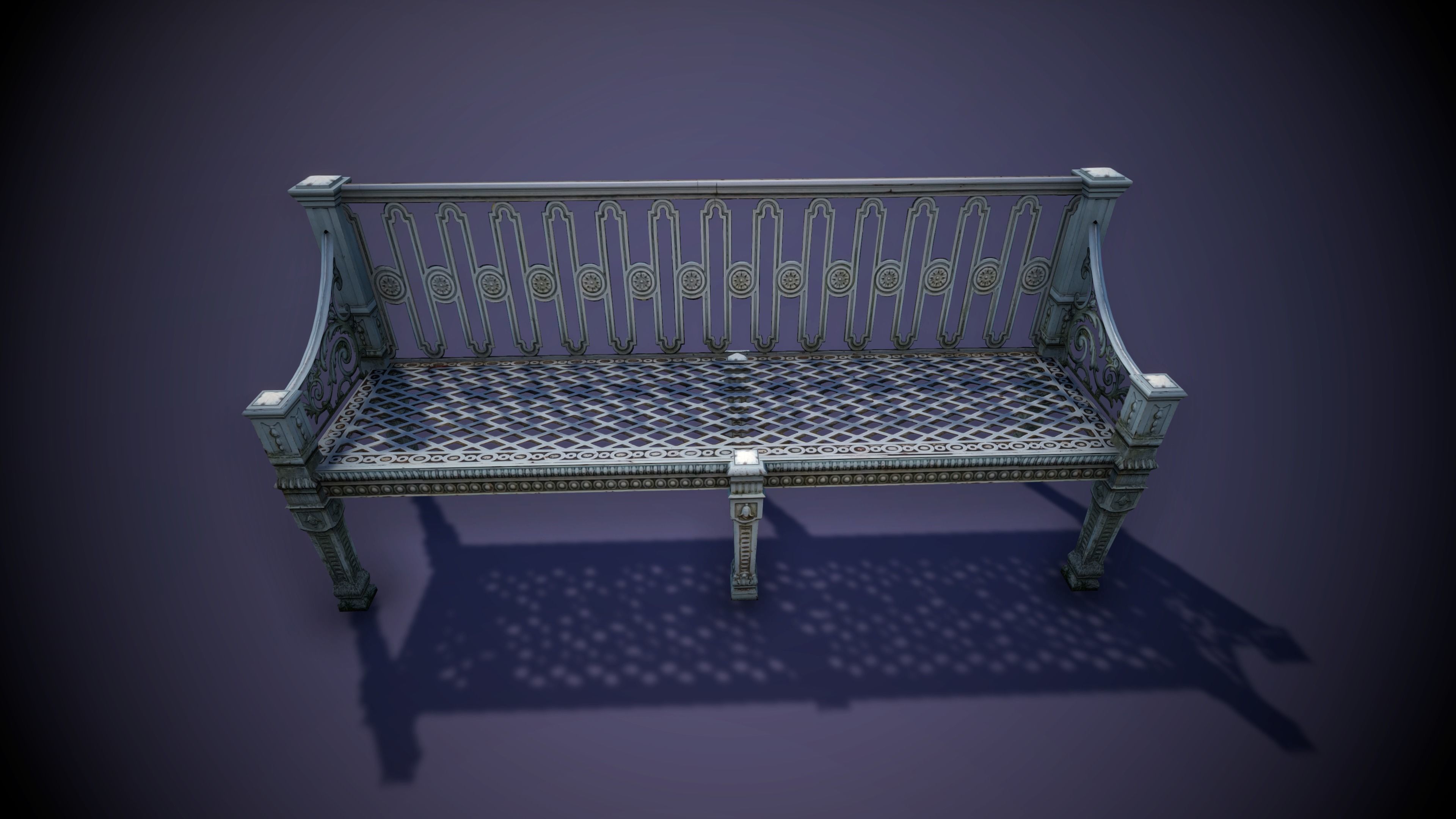 Street Bench 001 Low-poly 3D model_6