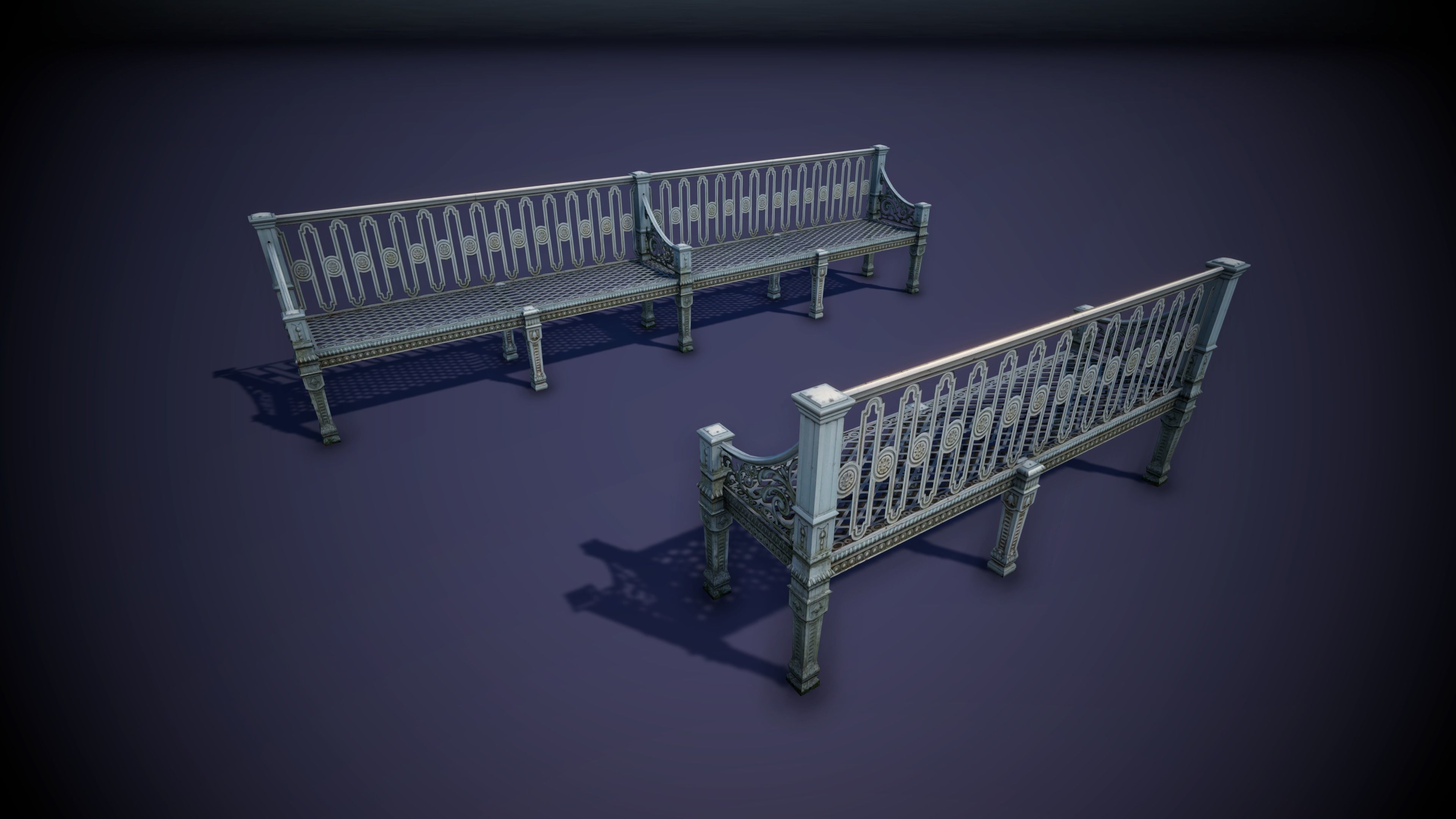 Street Bench 001 Low-poly 3D model_3
