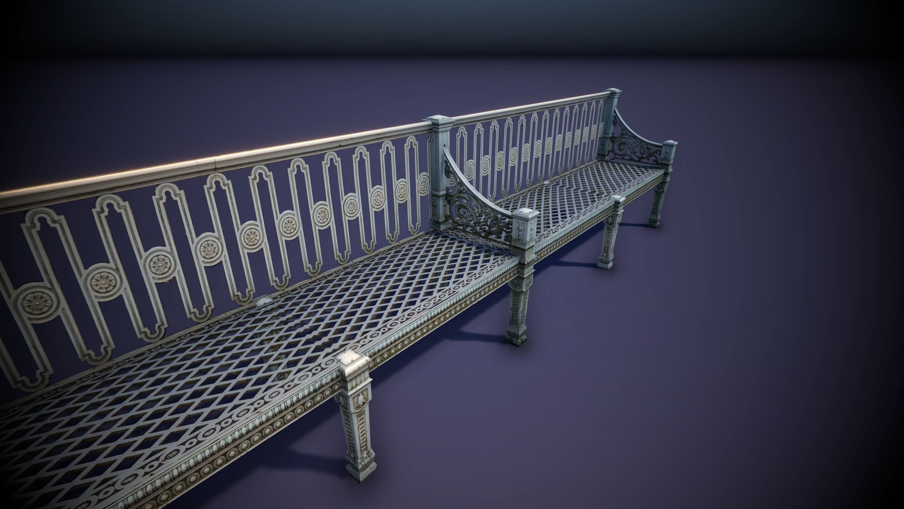 Street Bench 001 Low-poly 3D model_7