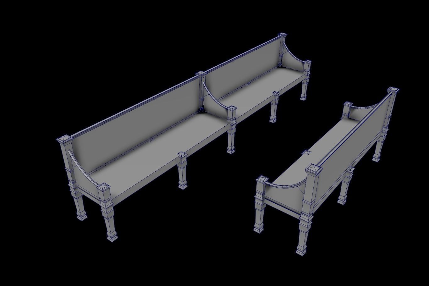 Street Bench 001 Low-poly 3D model_8