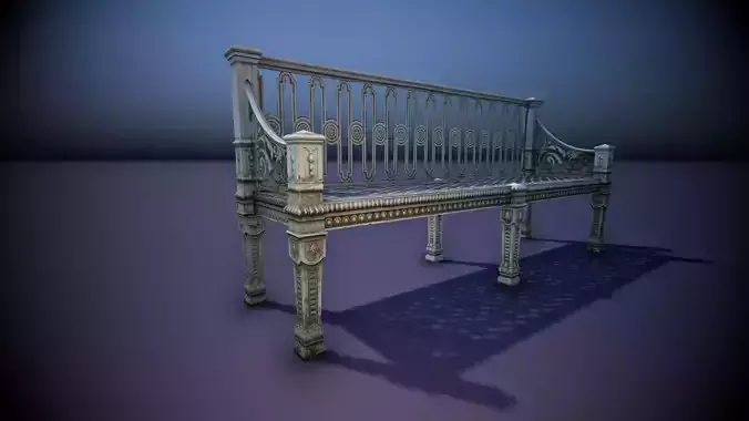 Street Bench 001 Low-poly 3D model