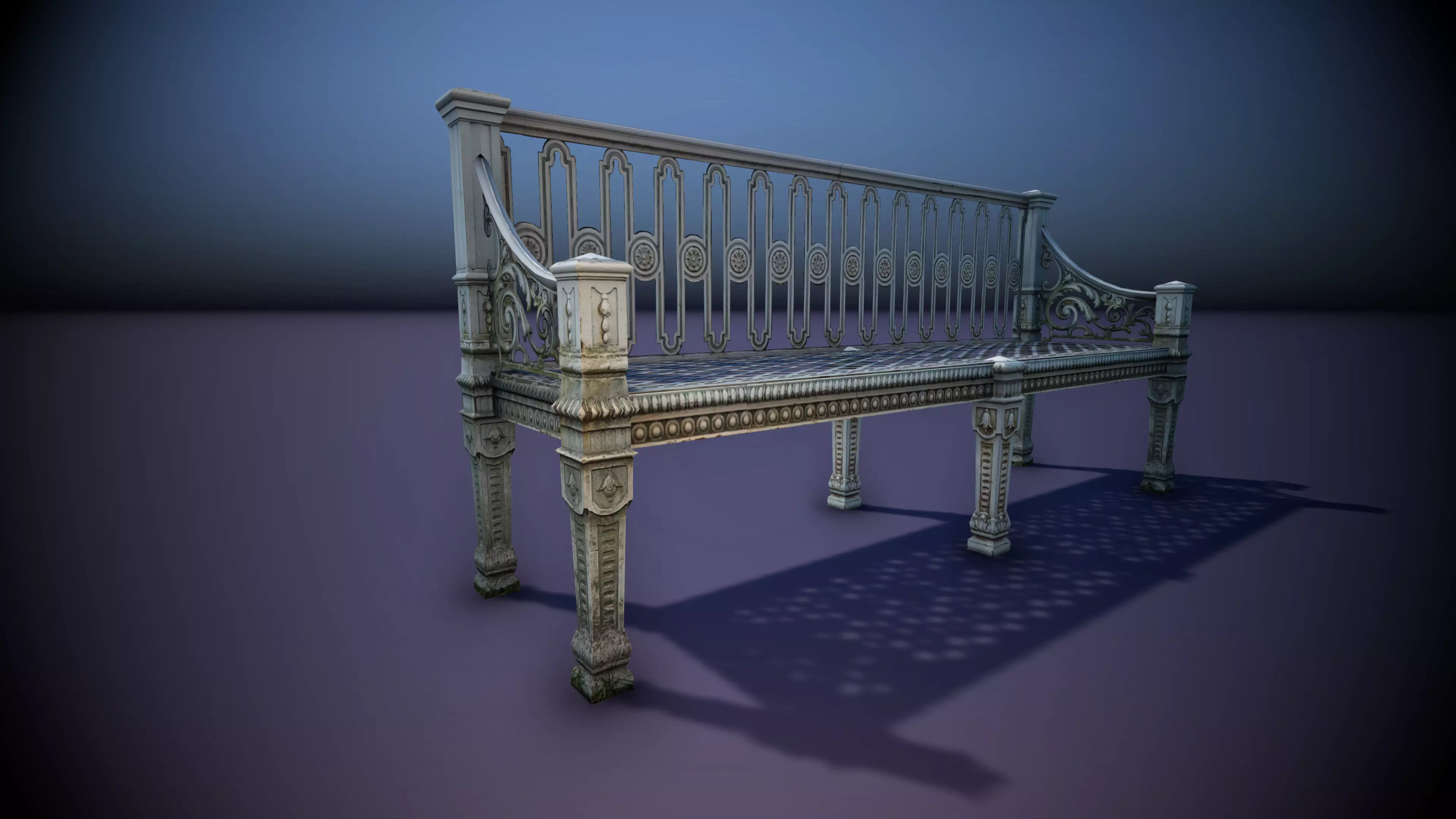 Street Bench 001 Low-poly 3D model_0