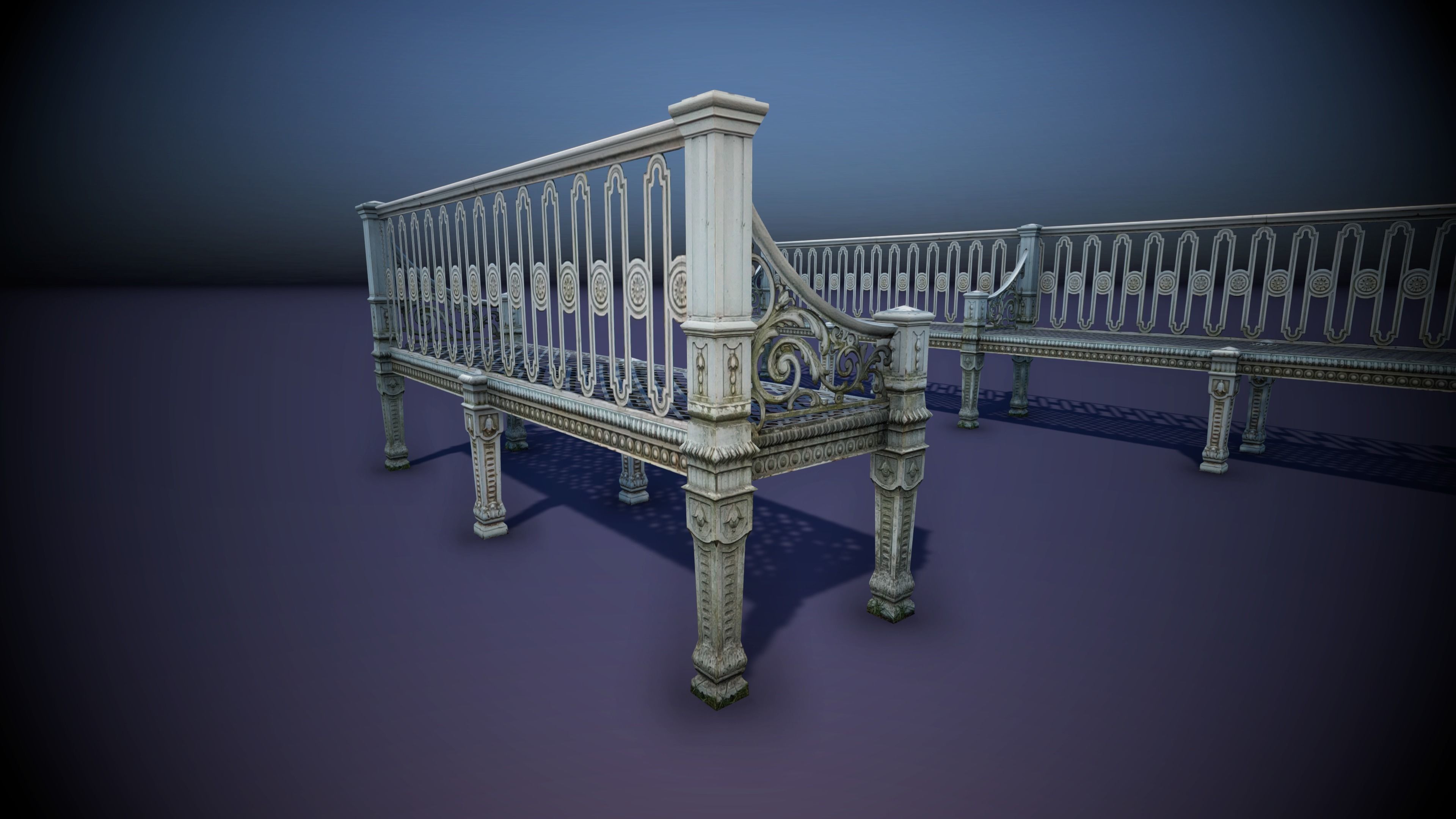 Street Bench 001 Low-poly 3D model_4