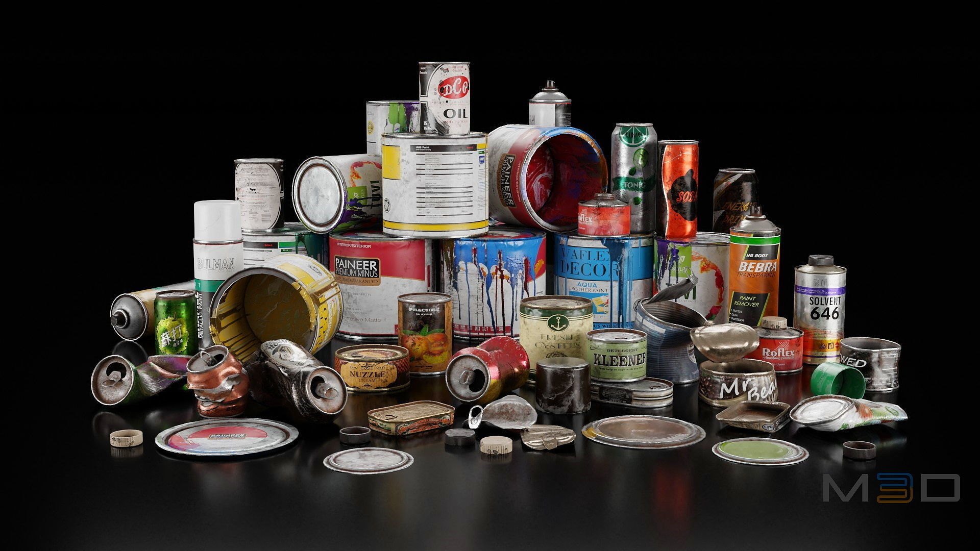 Metal Containers Low-poly 3D model_4