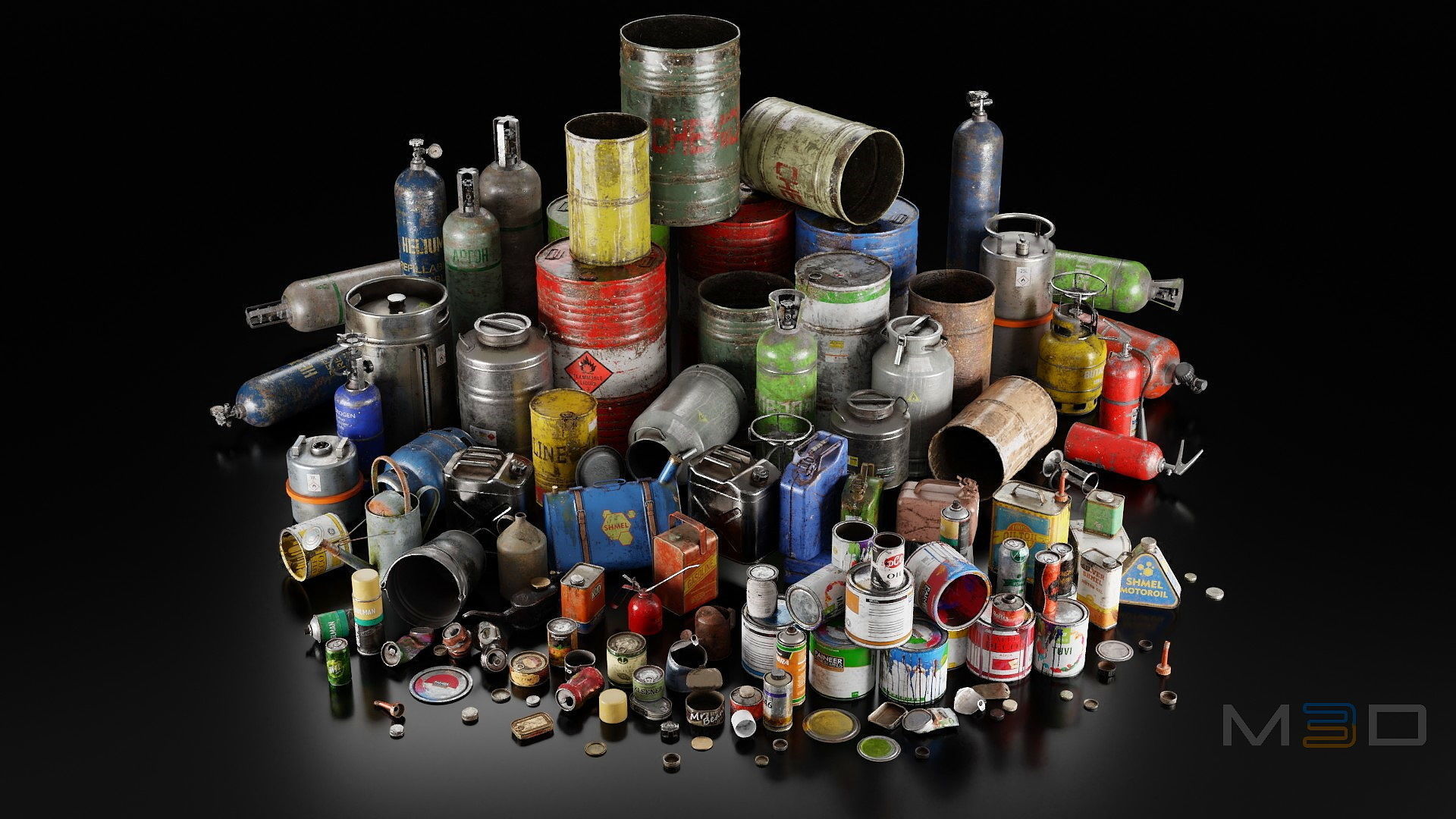 Metal Containers Low-poly 3D model_5