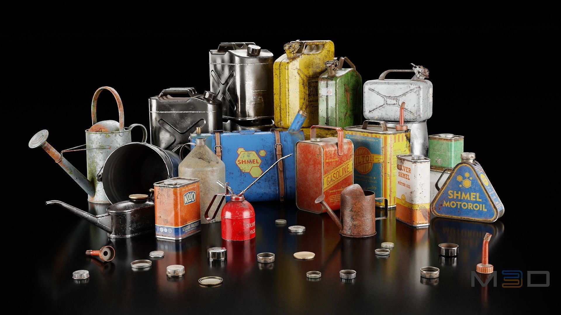 Metal Containers Low-poly 3D model_3