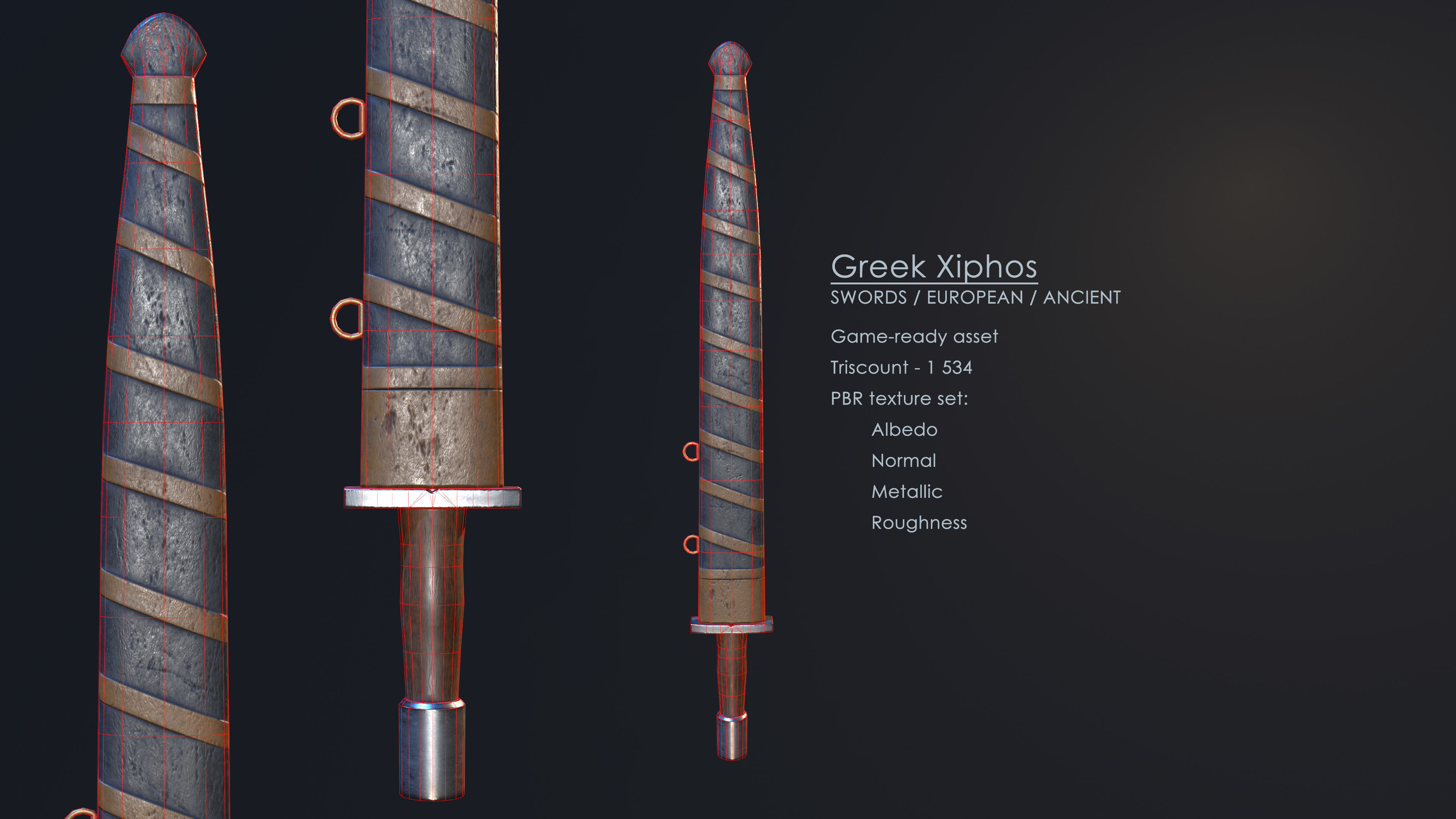 Greek Xiphos Low-poly 3D model_2