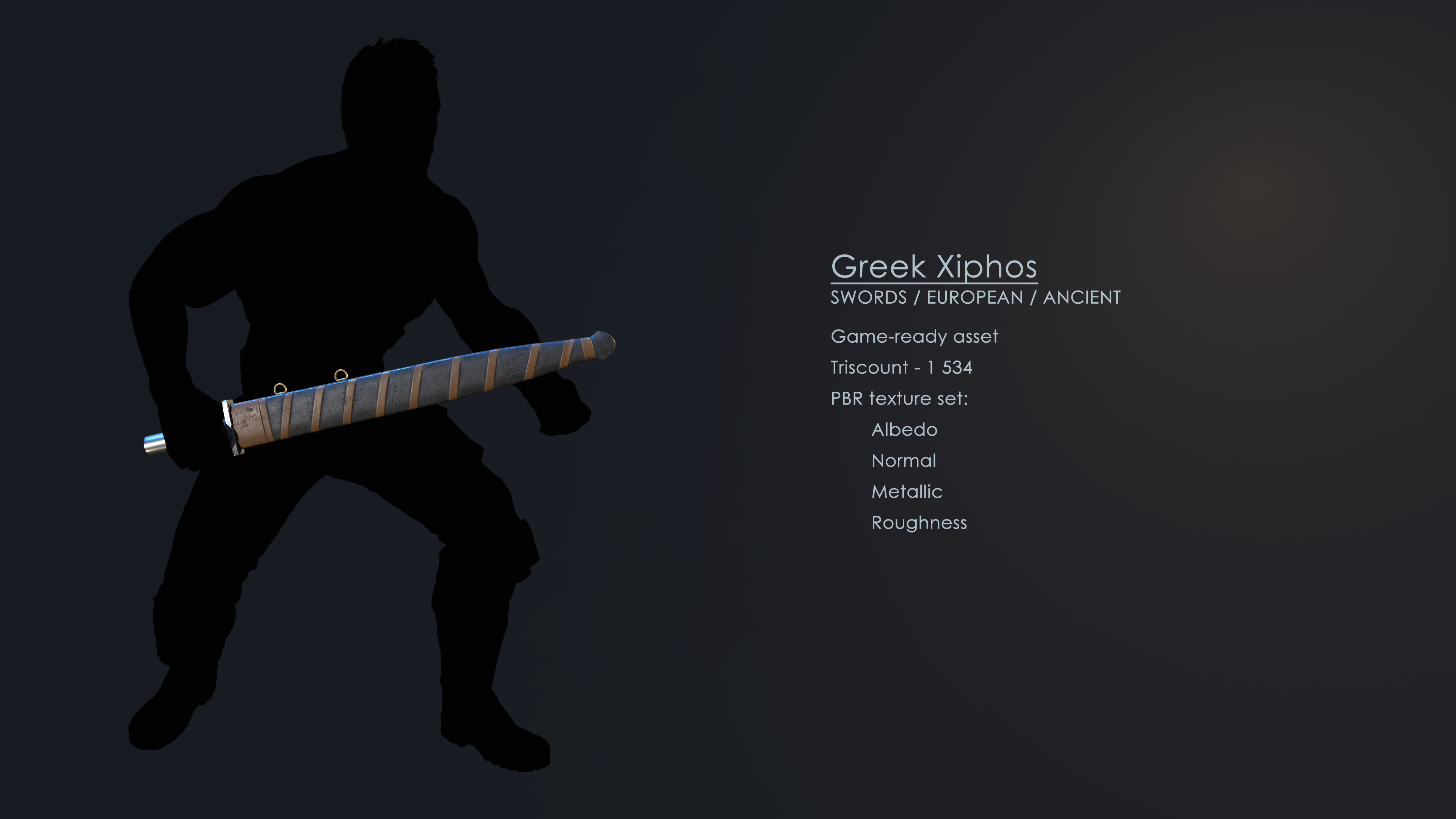 Greek Xiphos Low-poly 3D model_6