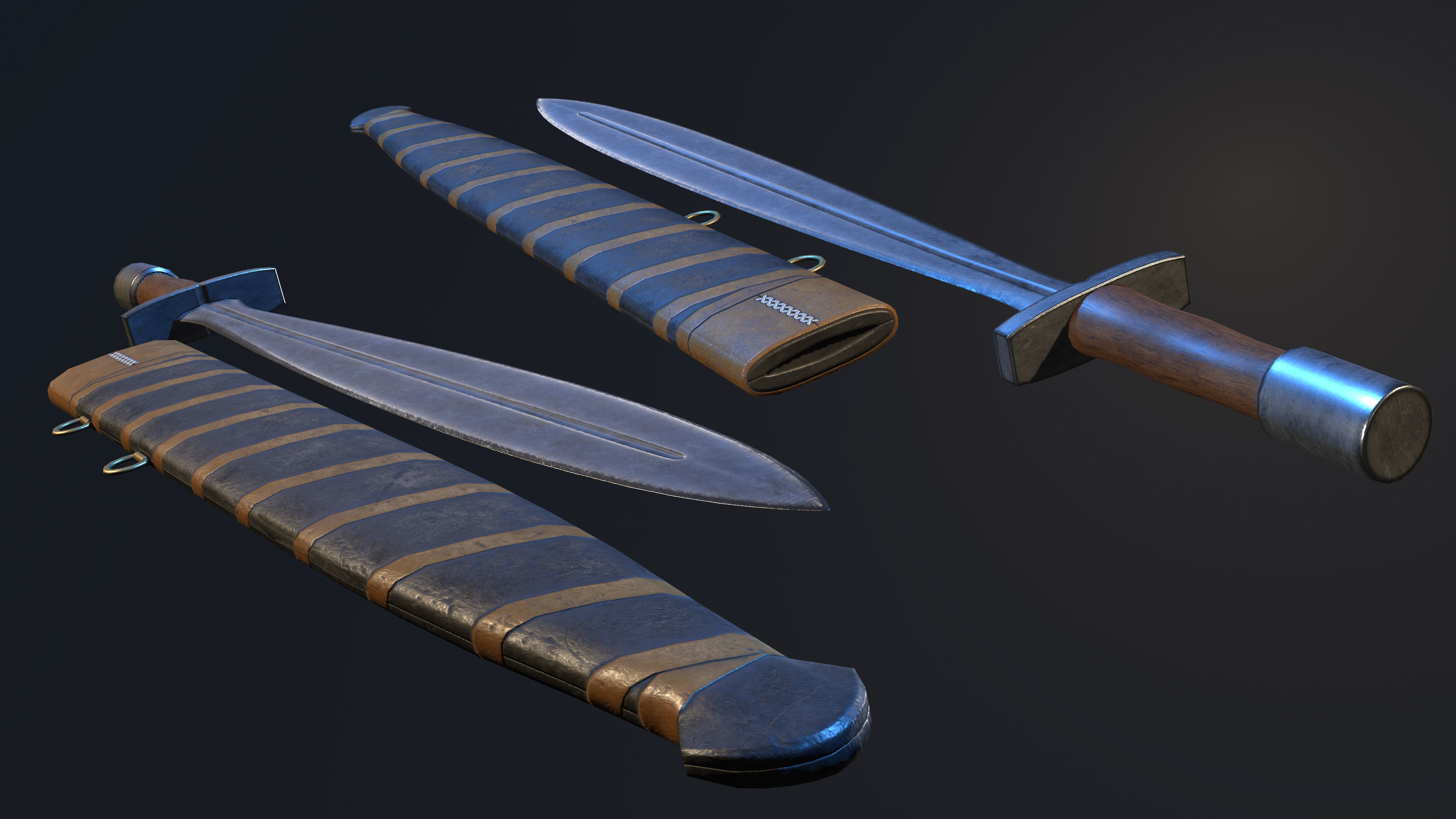 Greek Xiphos Low-poly 3D model_9