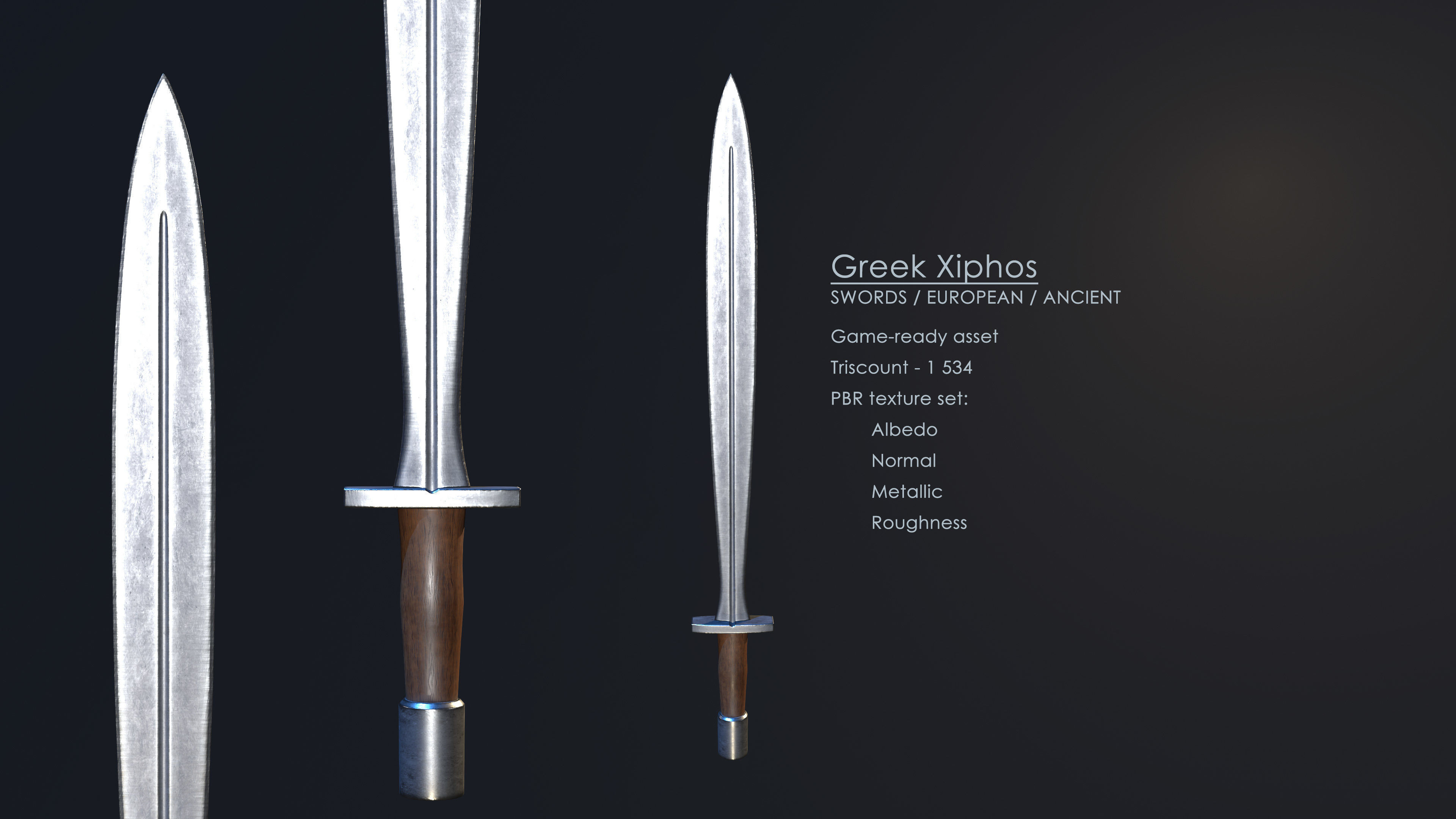 Greek Xiphos Low-poly 3D model_3
