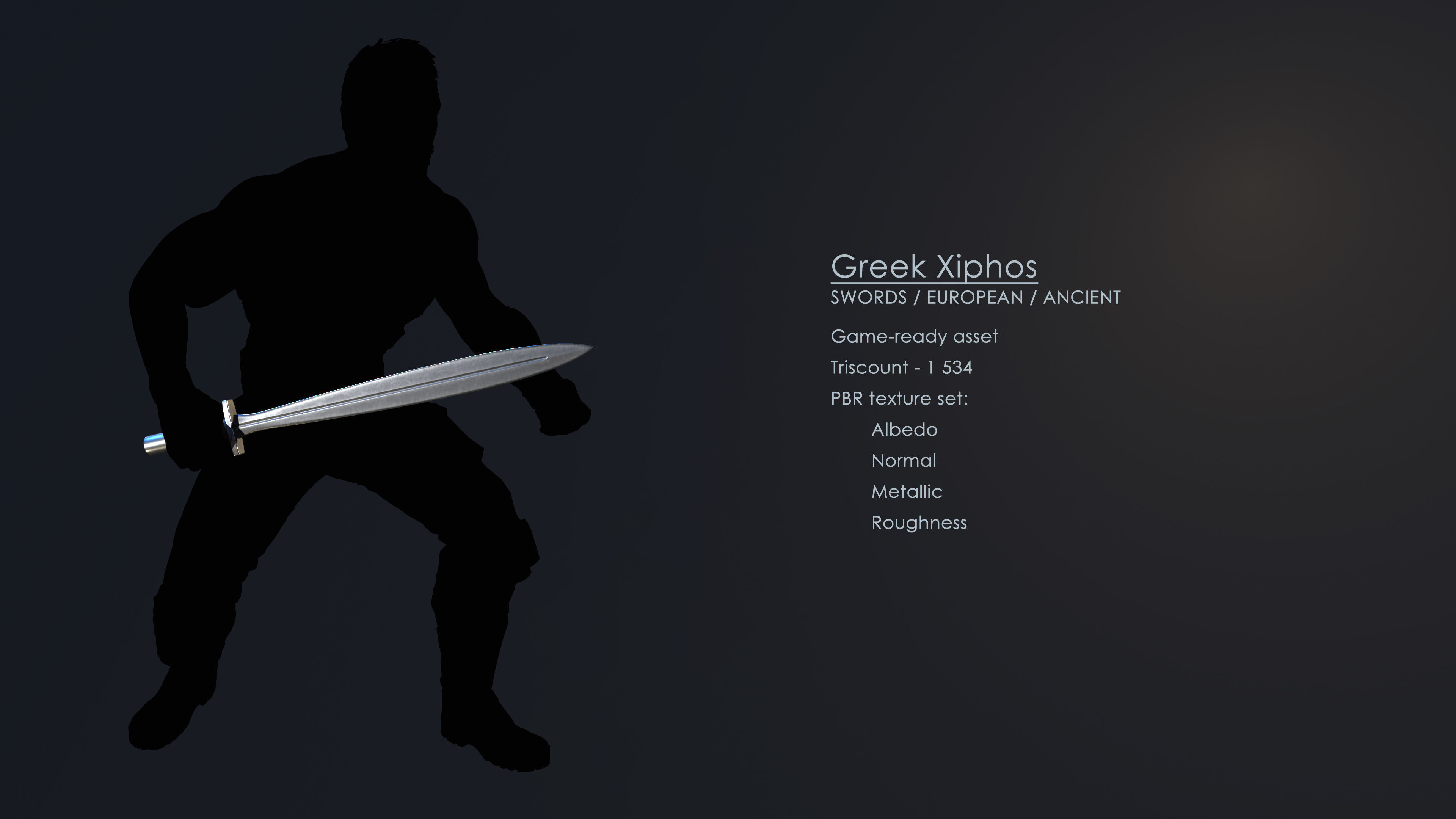 Greek Xiphos Low-poly 3D model_5