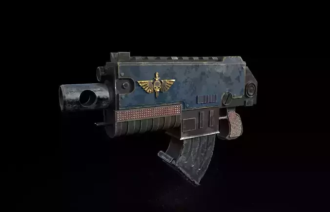 Boltgun gun from warhammer universe Low-poly 3D model