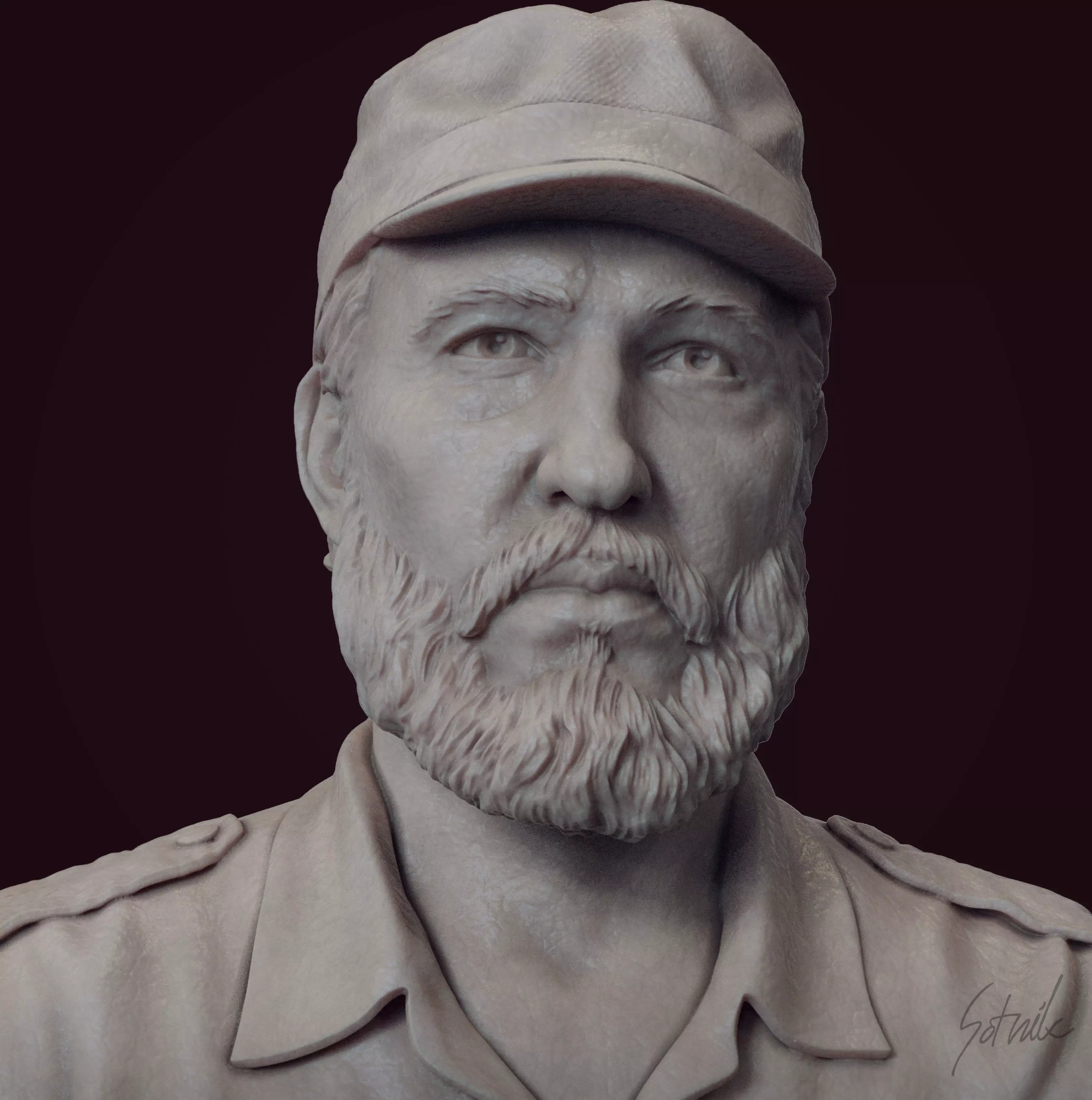 Fidel Castro 3D print model_0
