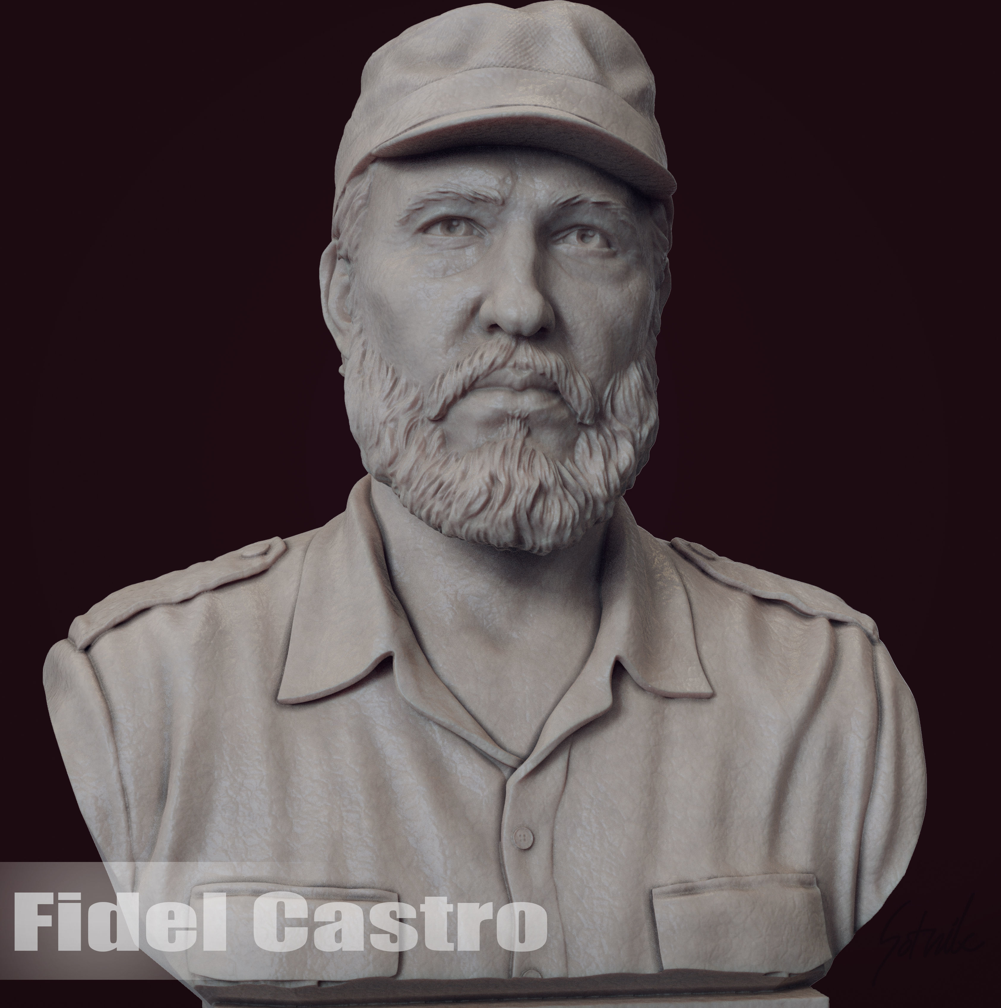 Fidel Castro 3D print model_15