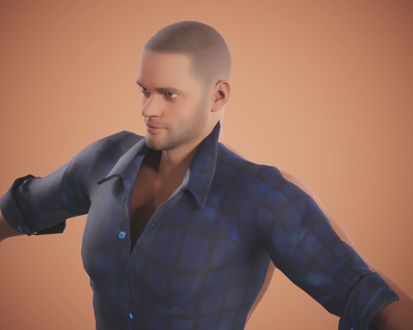 game rigged  boy Low-poly 3D model_6