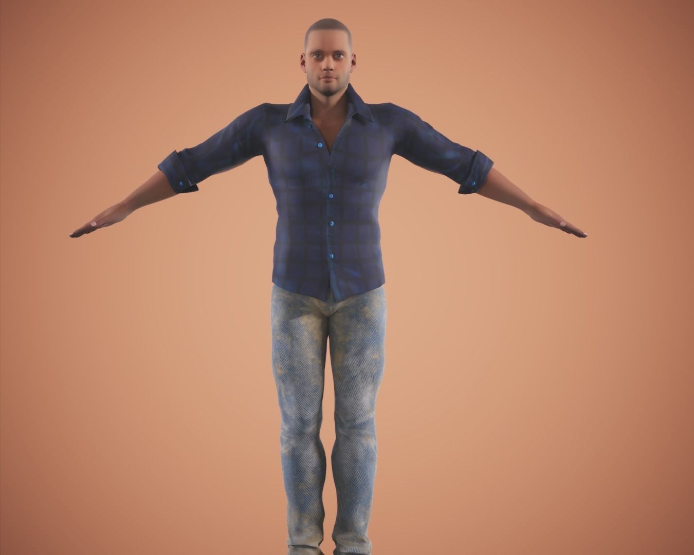 game rigged  boy Low-poly 3D model_1