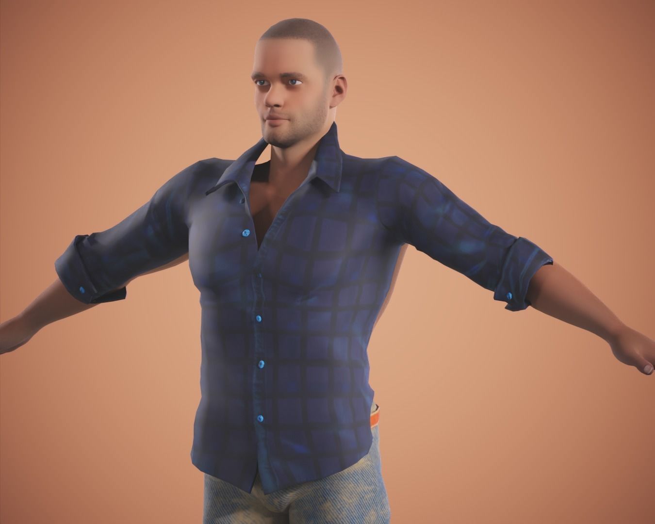 game rigged  boy Low-poly 3D model_5