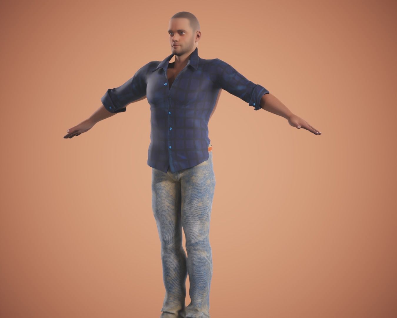game rigged  boy Low-poly 3D model_2