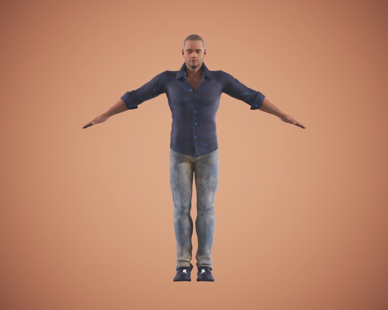 game rigged  boy Low-poly 3D model_4