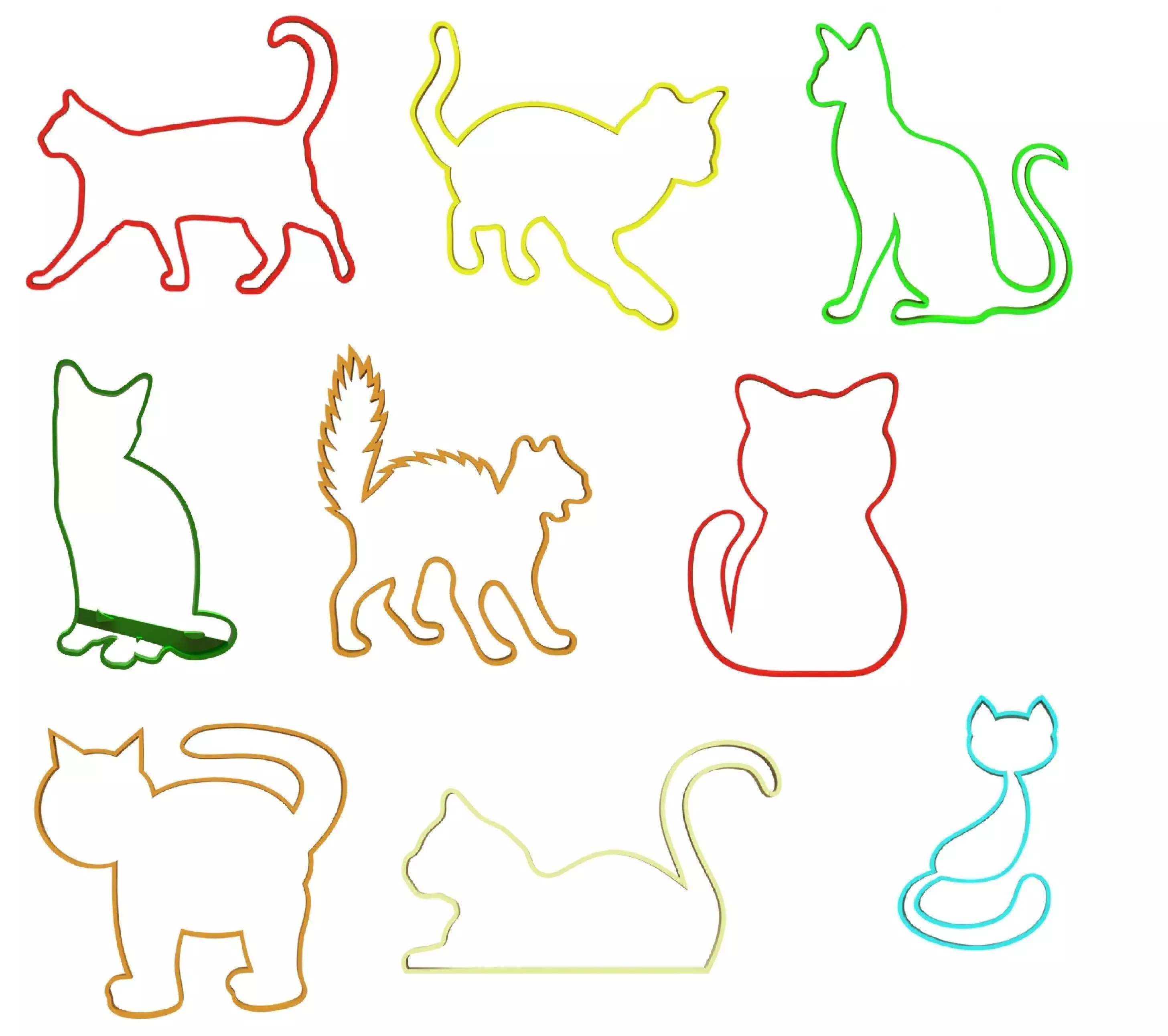 Cat shaped cookie cutters 3D print model_0