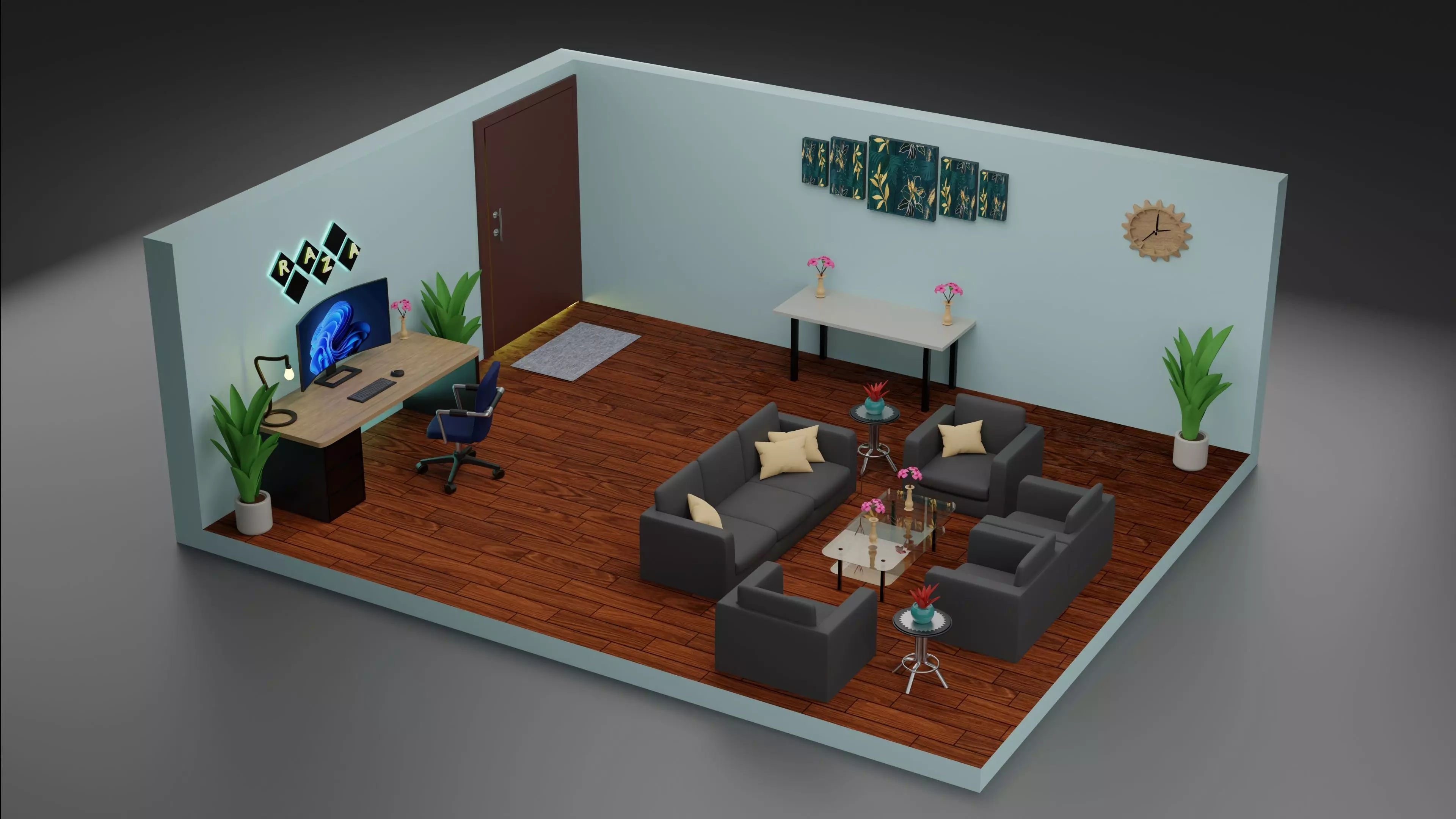 pc and guest room model 3D model_0