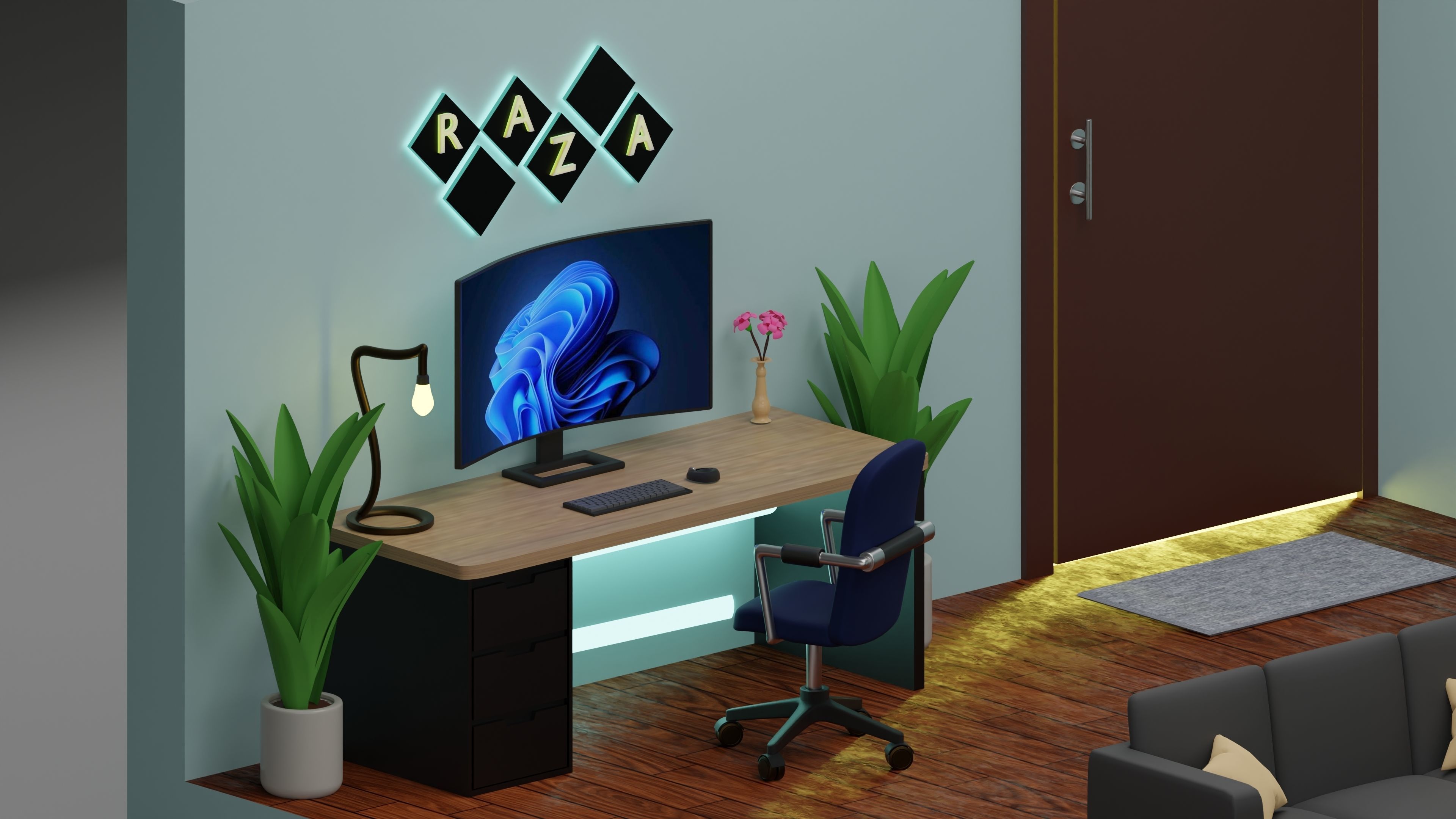 pc and guest room model 3D model_2