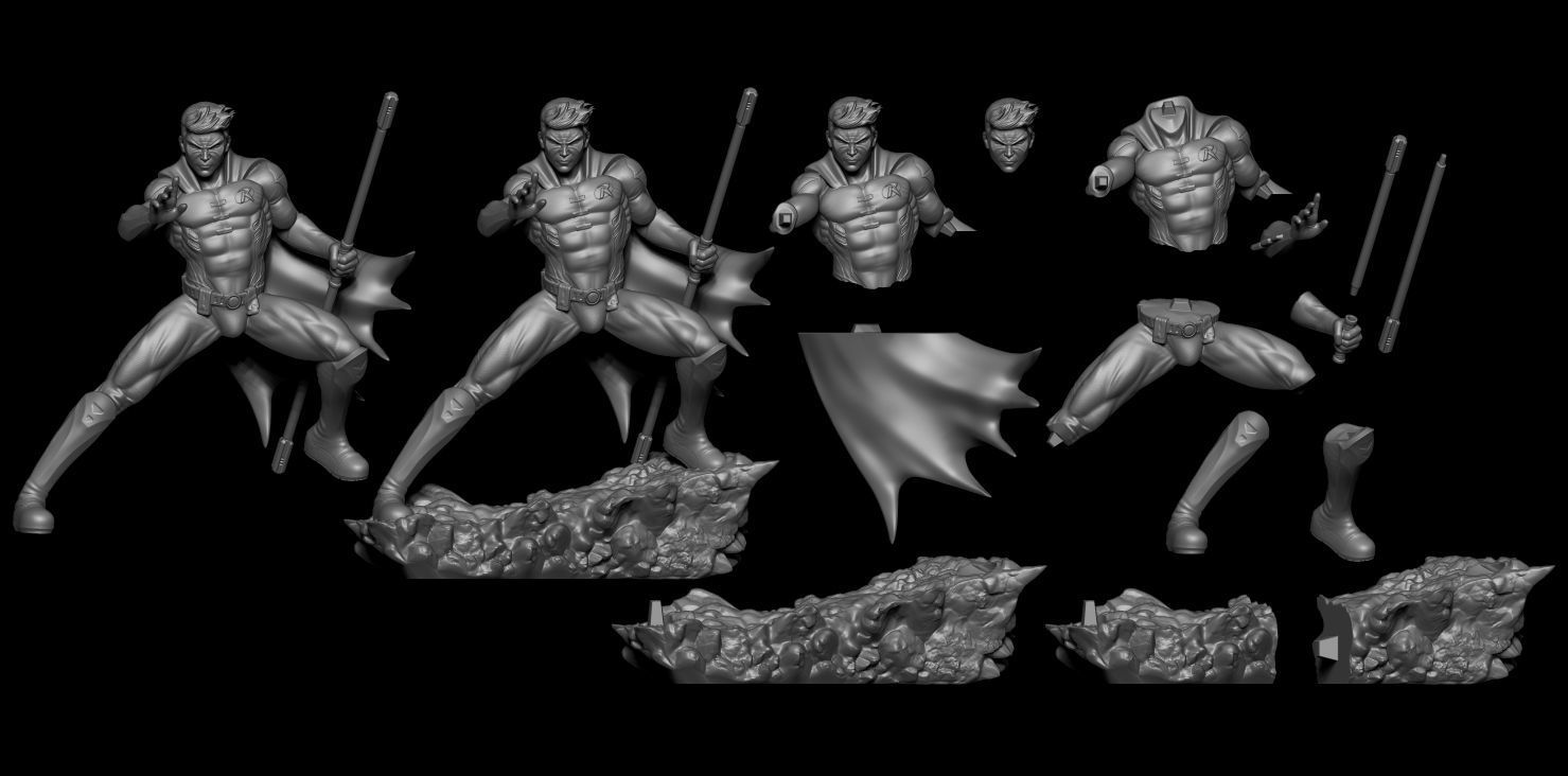 Fan Art Robin Statue - Standalone version 3D print model_6