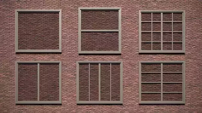 Window set of windows on brick wall