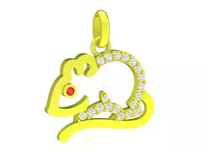 A4666 Diamond Mouse Pendant 3D Model