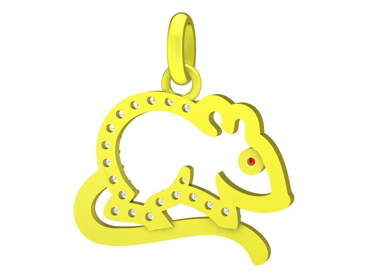 A4666 Diamond Mouse Pendant 3D Model 3D print model_3