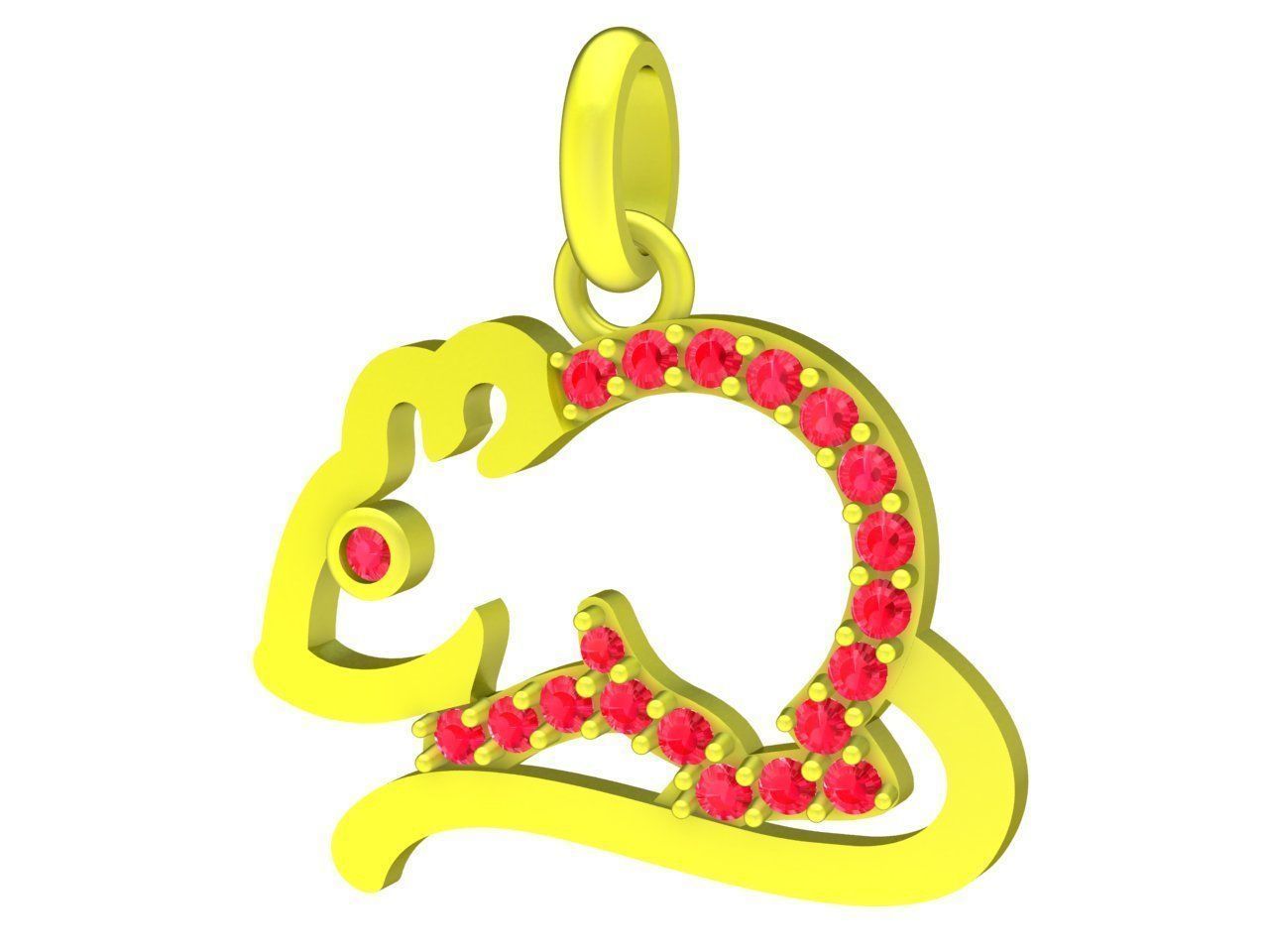 A4666 Diamond Mouse Pendant 3D Model 3D print model_6