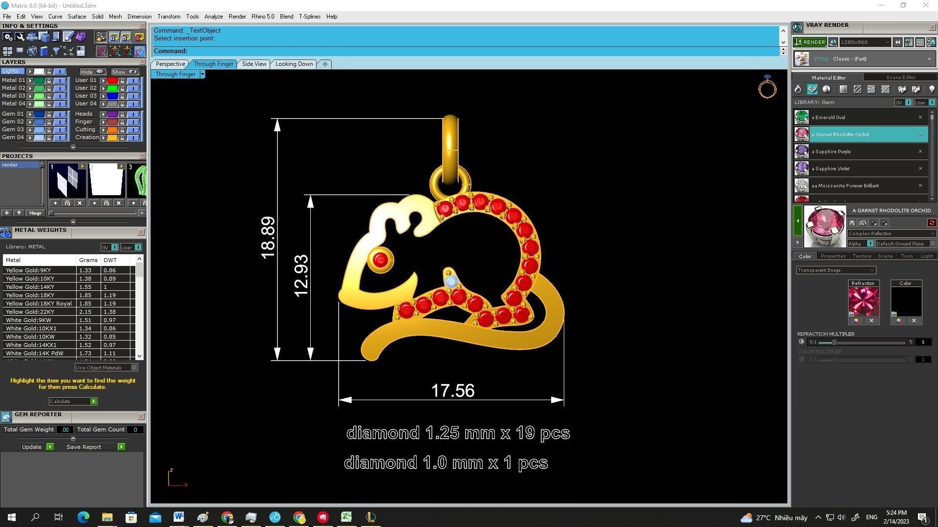 A4666 Diamond Mouse Pendant 3D Model 3D print model_4